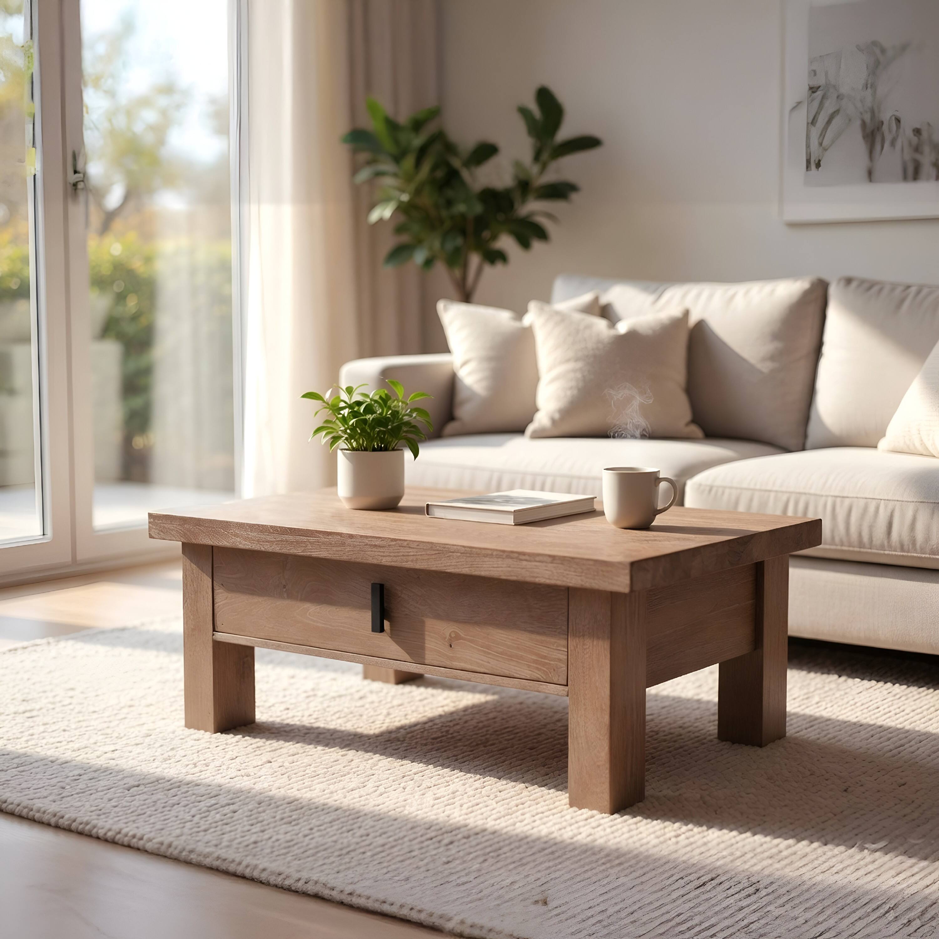 Alt View 4. Manhattan Lane - Les 36 Inch Square Coffee Table with Panel Legs, 2 Storage Drawers, Matte Brown Mango Wood, Black Handles - Matte Brown, Black.