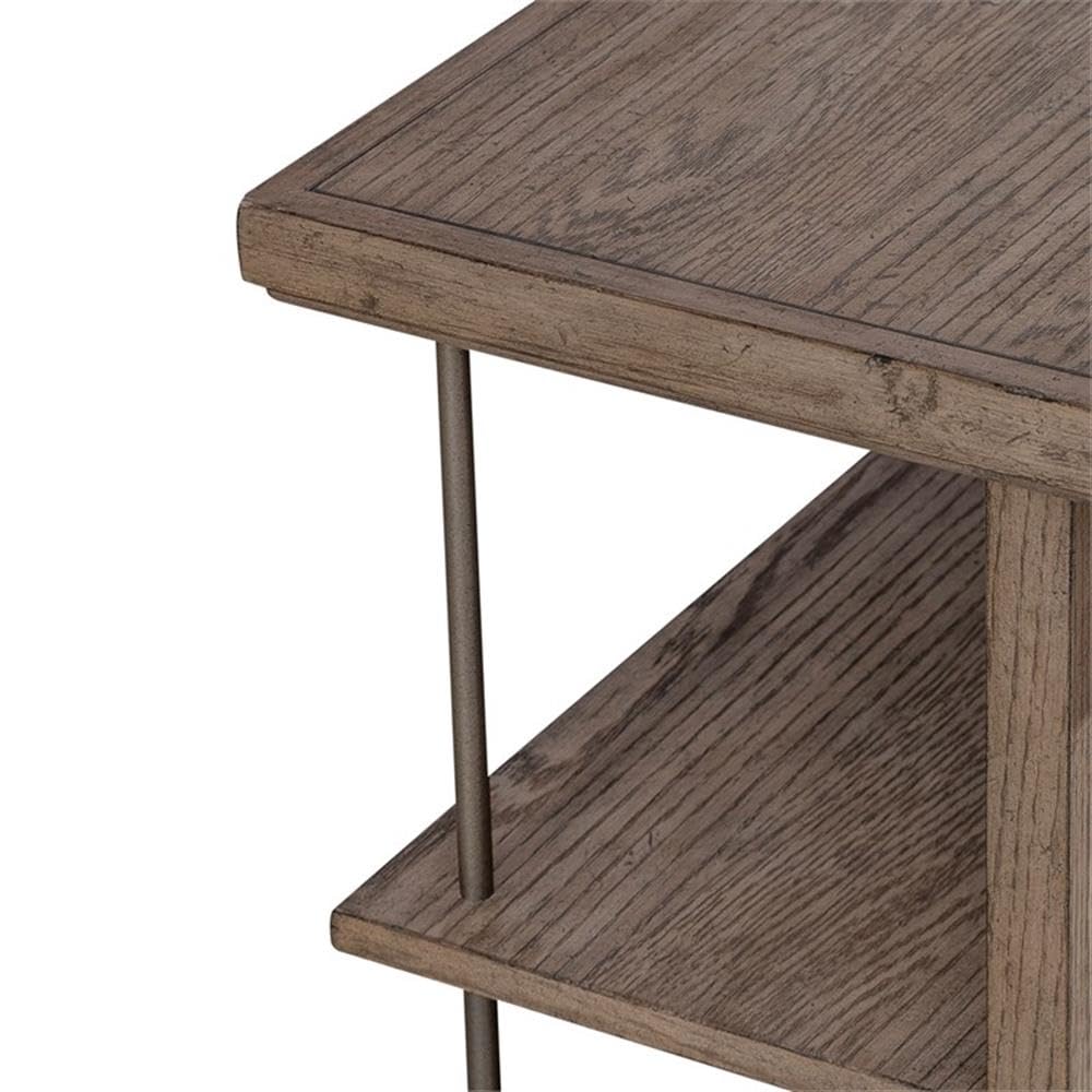 Alt View 2. Liberty Furniture Industries - City Scape Metal Accent Oak Wood End Table for Living Room Burnished Beige - Burnished Beige.