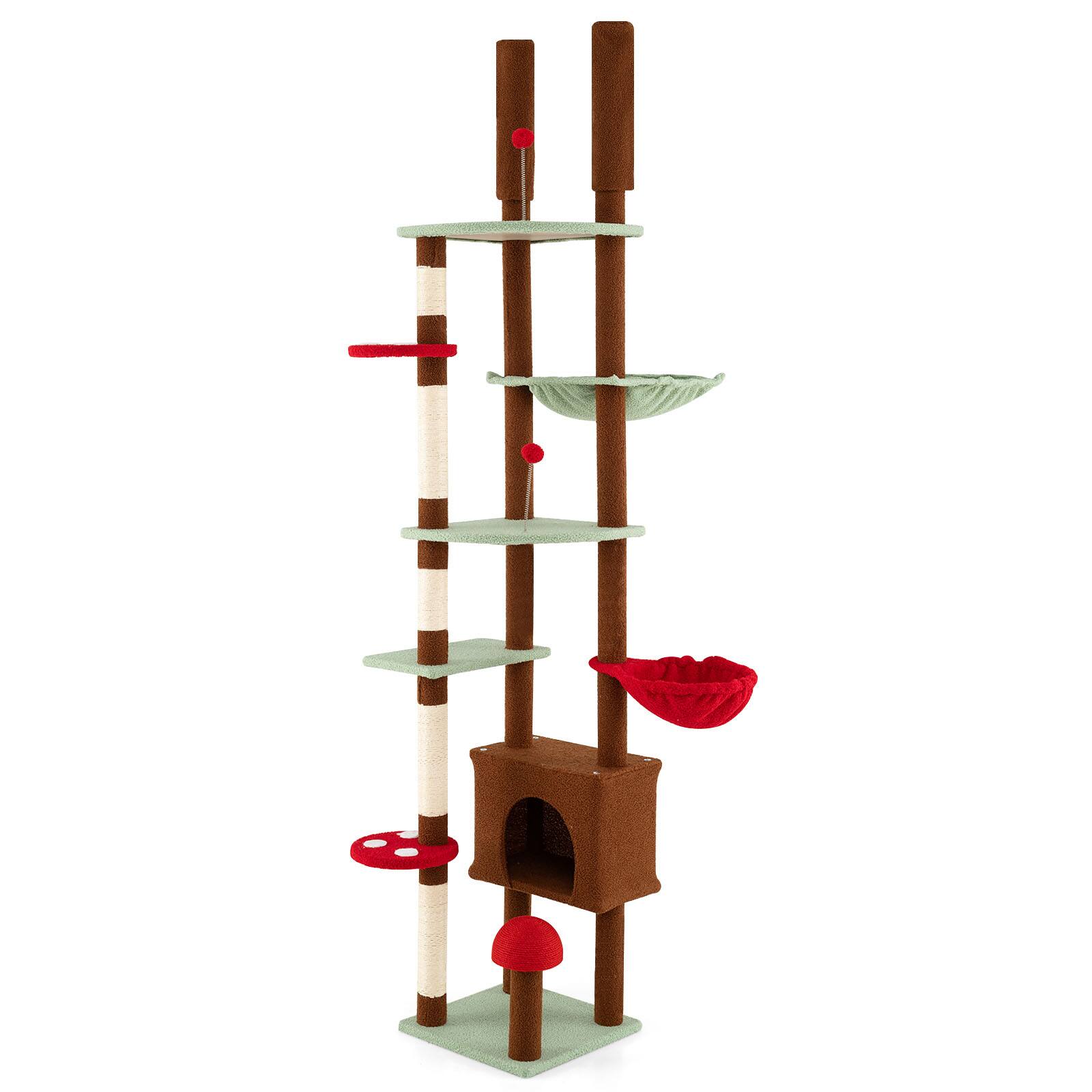 Alt View 9. Gymax - Gymax Floor to Ceiling Cat Tree w/Cat Condo & Hammock Rotatable Hanging Basket Indoor.
