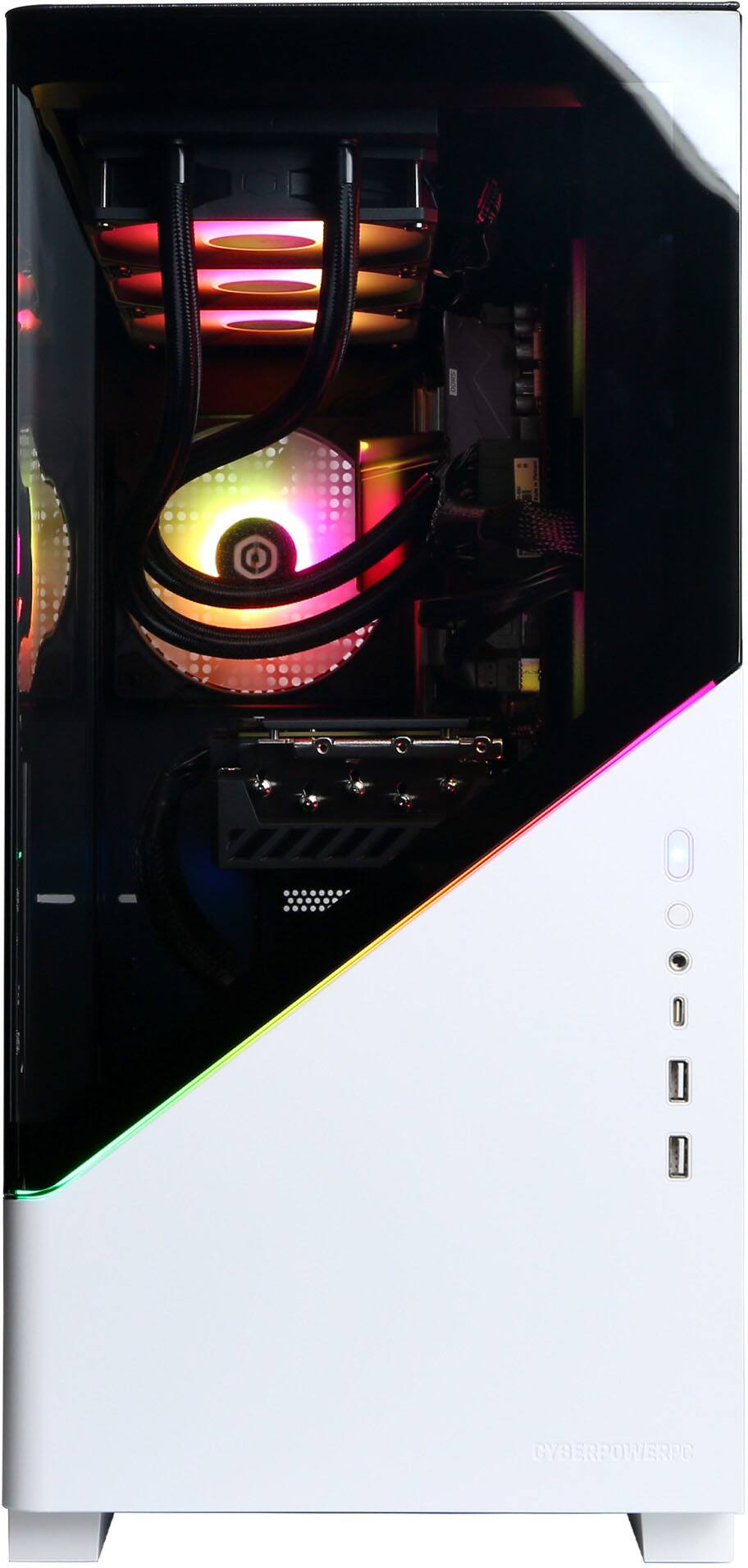 Alt View 1. CyberPowerPC - Gaming Desktop - AMD Ryzen 7 7800X3D 2023 - AMD Radeon RX 9070 GRE 16GB - 32GB DDR5 Memory - 2TB SSD Storage - White.