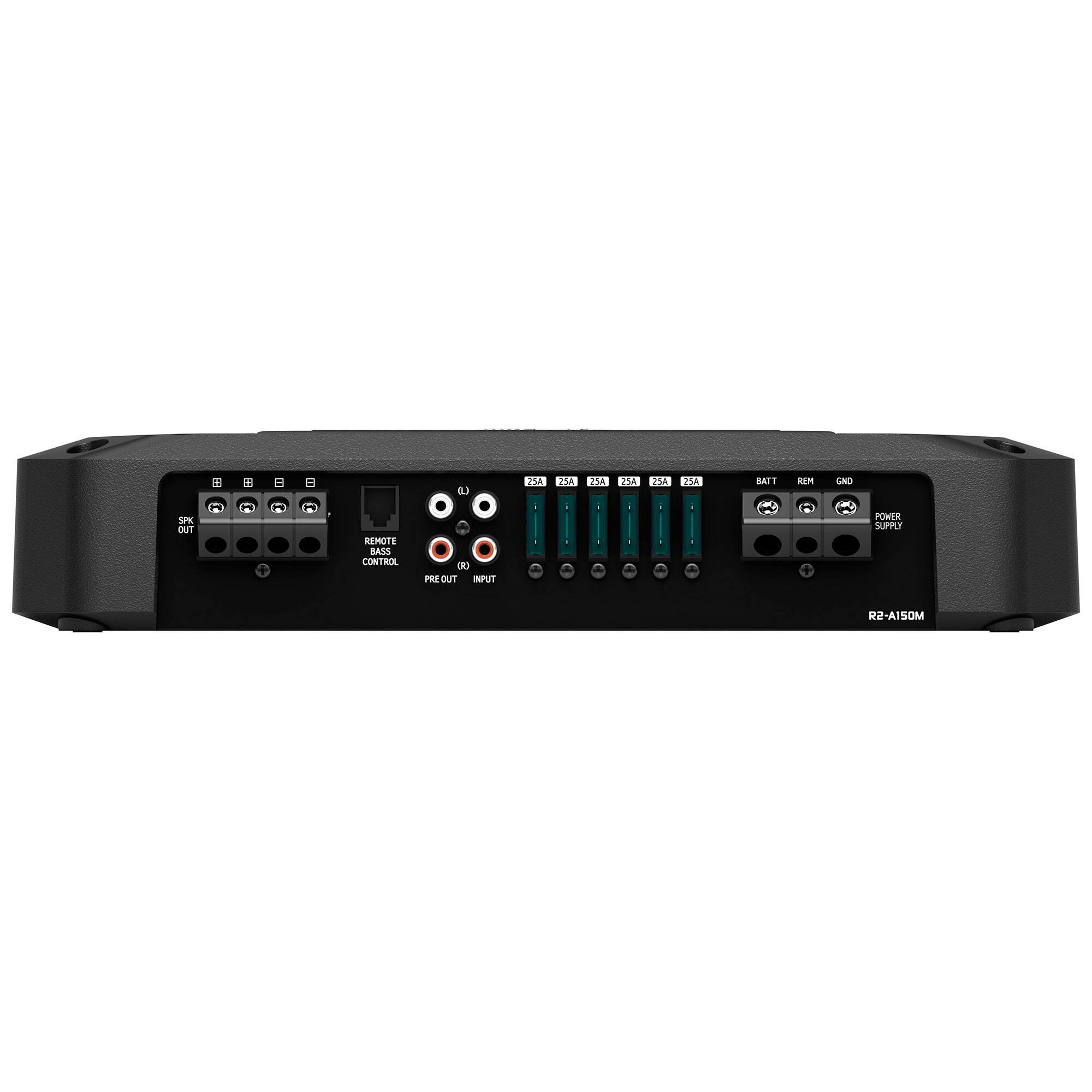 SPK OUT  
REMOTE  
BASS CONTROL  
PRE OUT  
INPUT  
POWER SUPPLY  
BATT  
REM  
GND  
R2-A150M