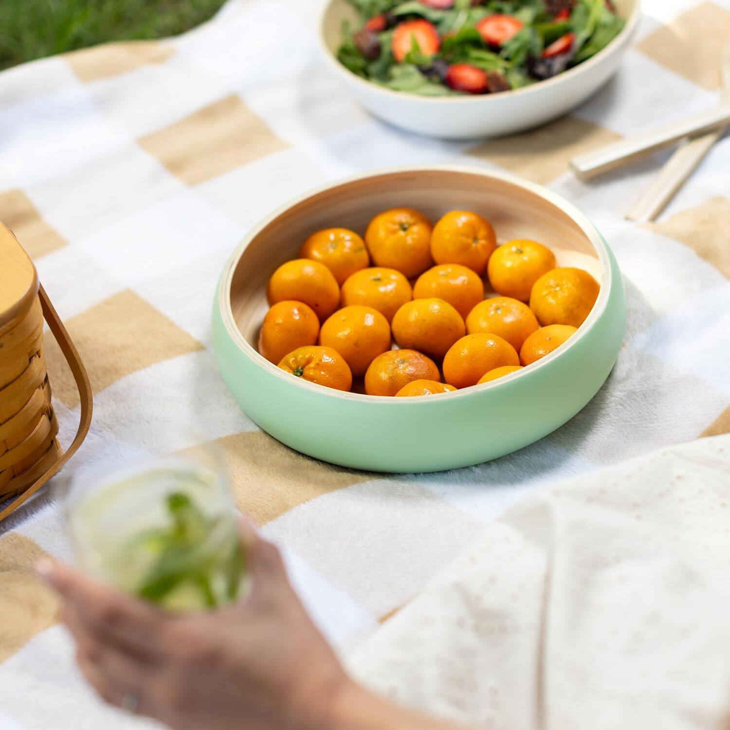 Alt View 3. Lexa - Bamboo Fruit Bowl, 12 Inch, Sage - Sage.