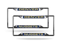 Rico Industries - Denver Nuggets NBA (Set of 2) All Corner EZ View Chrome Metal Laser Cut License Plate Frames - Multi