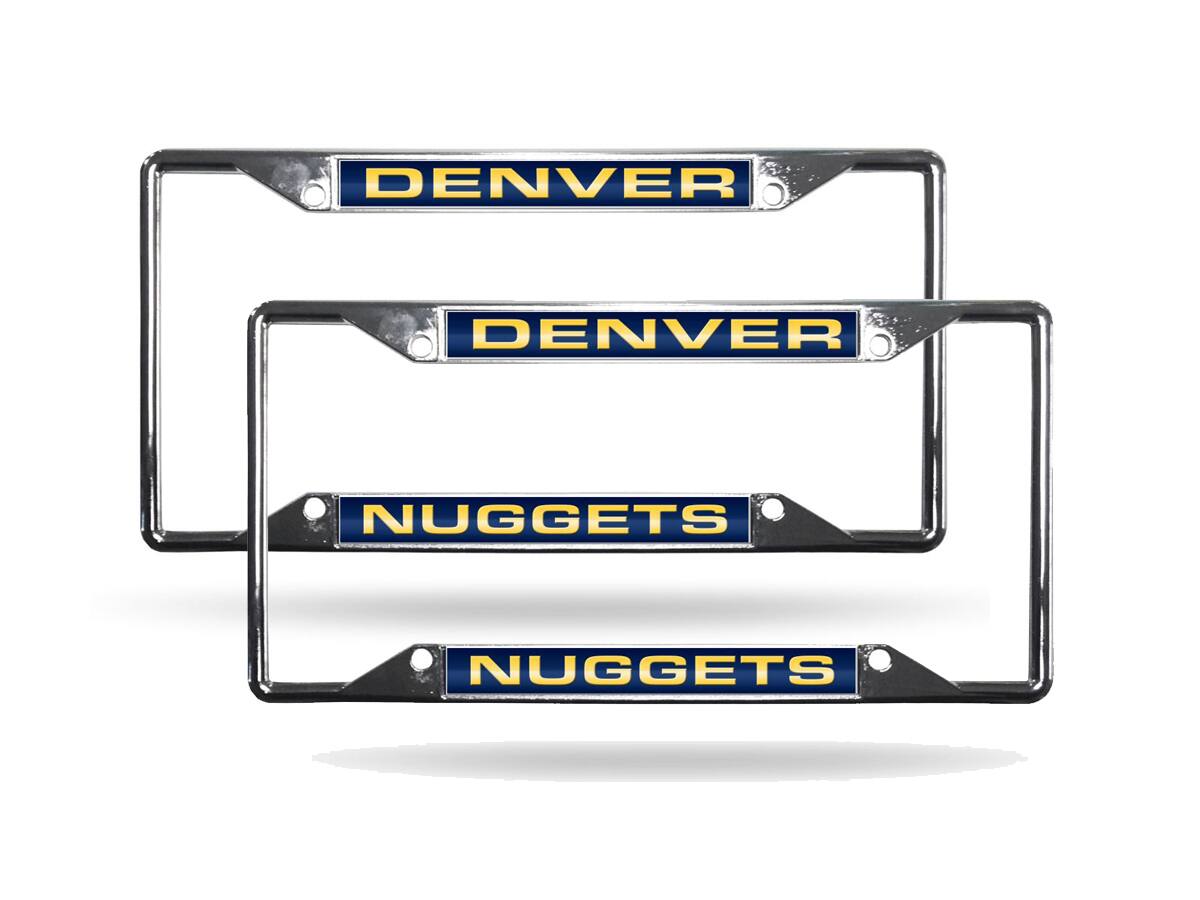 Denver Nuggets NBA (Set of 2) All Corner EZ View Chrome Metal Laser Cut License Plate Frames