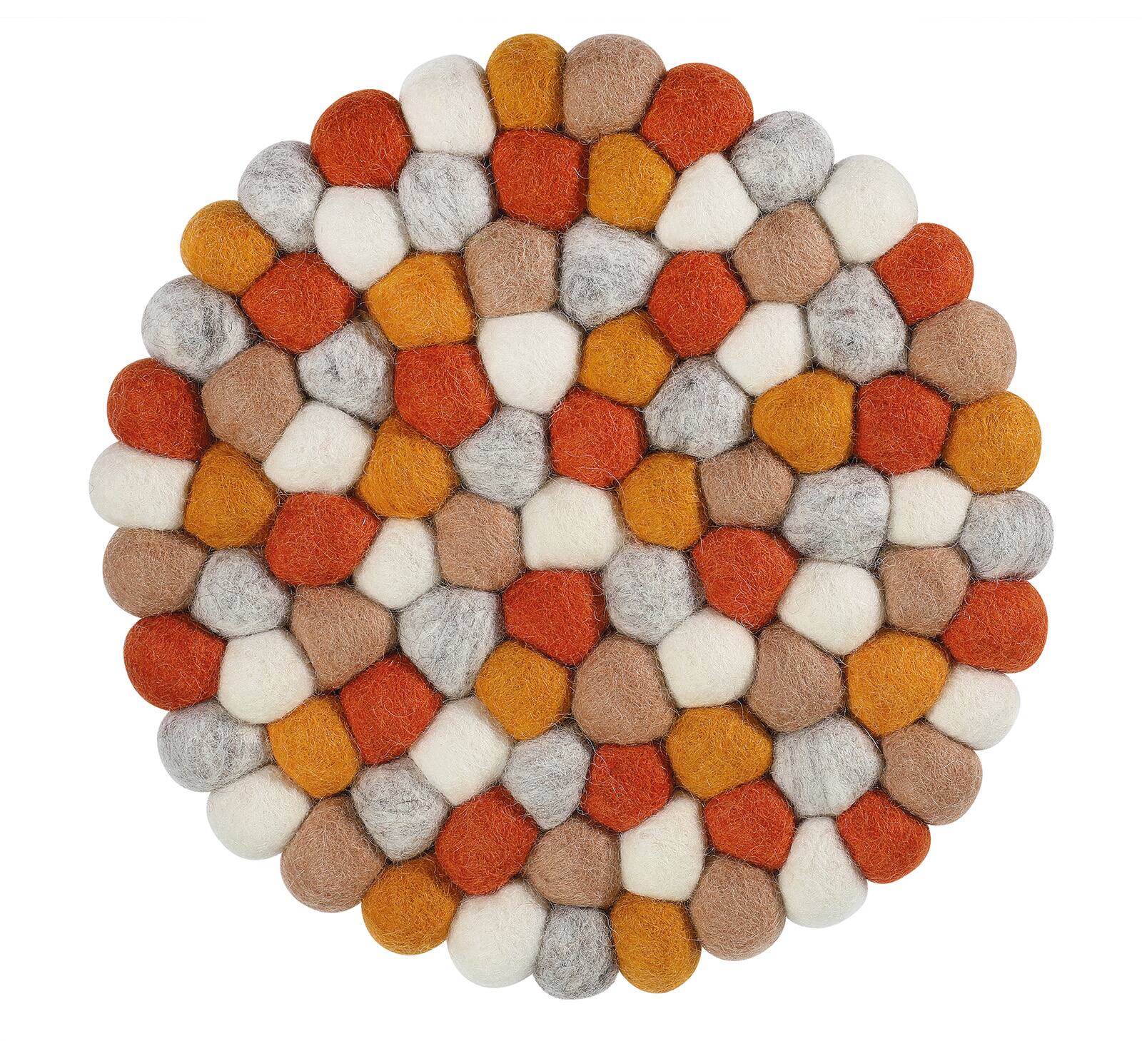 Front. Cilio - Fair Trade Virgin Sheep Wool Trivet, Handcrafted in Nepal, 8.5-Inch Round, Pink/Green - Pink.