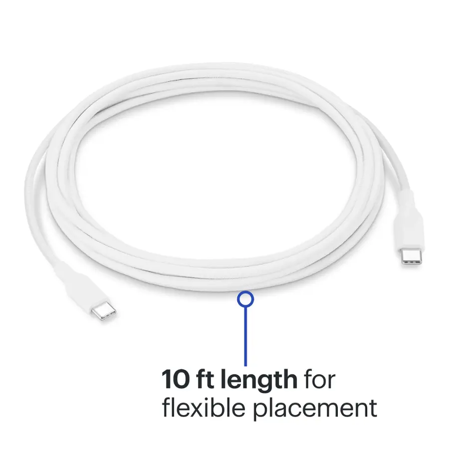 The text on the image reads "10 ft length for flexible placement."
