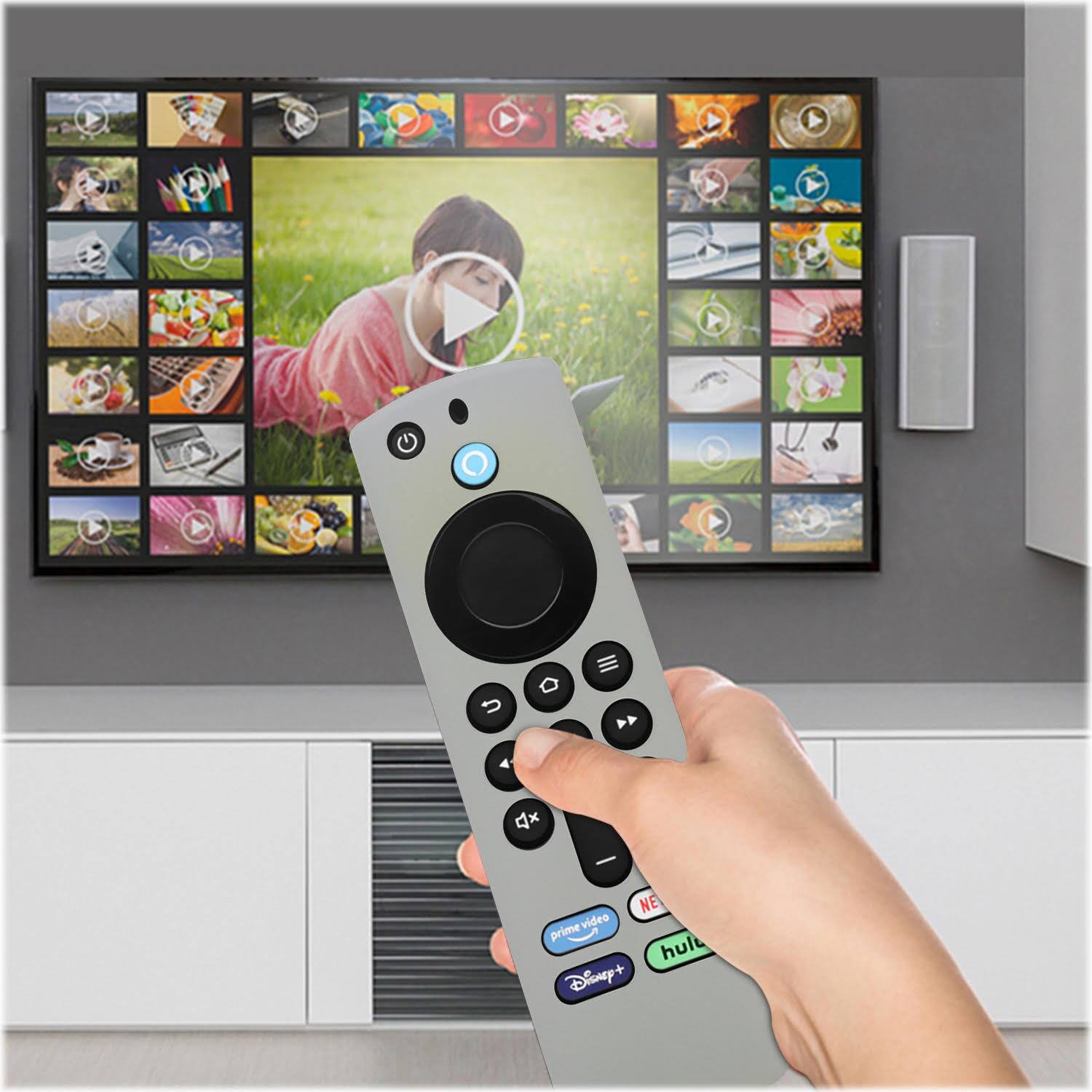 Alt View 12. SaharaCase - Amazon Fire TV Stick 4K (3rd Gen) Remote Silicone Case for Apple AirTag - Gray.