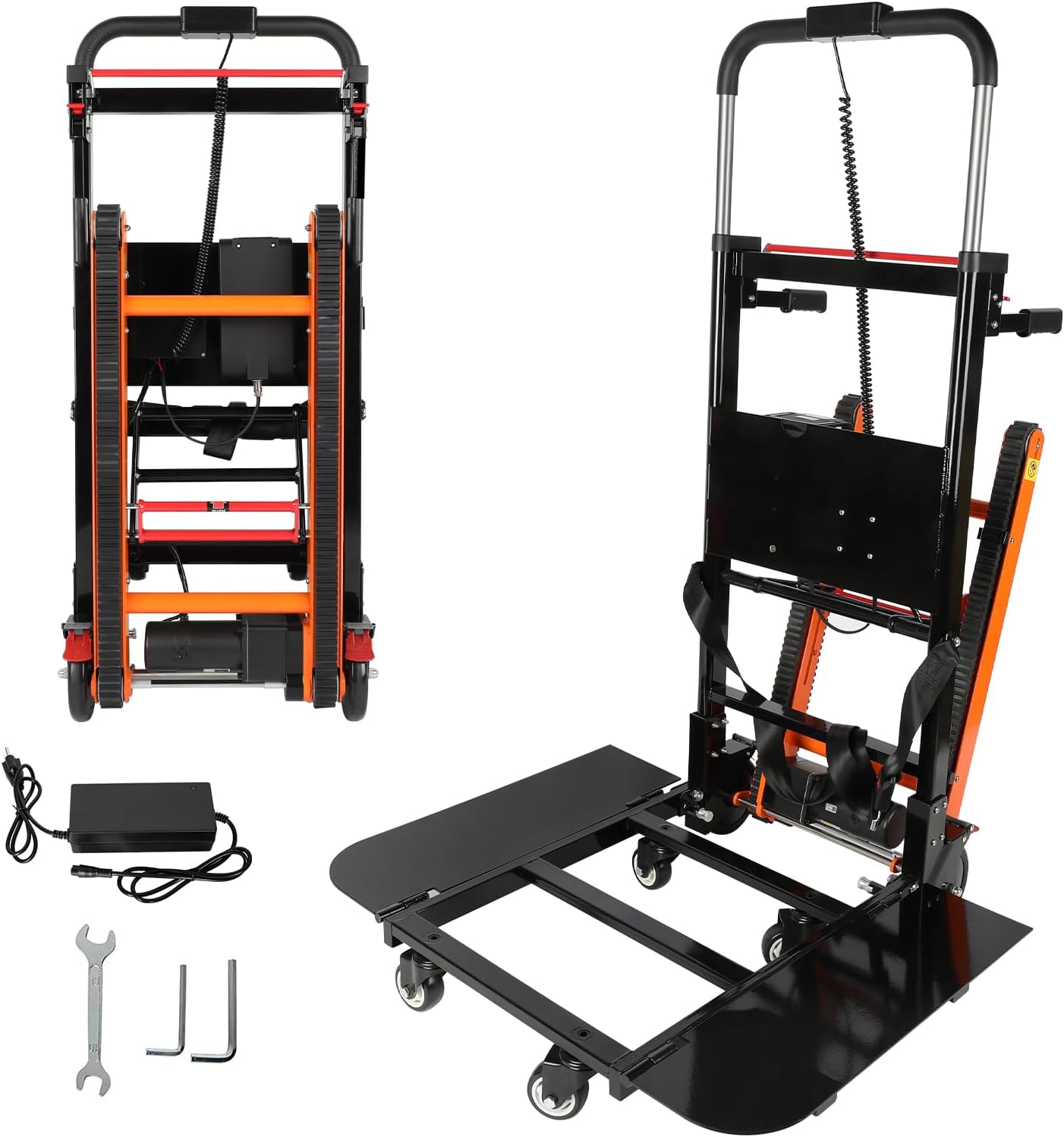 Front. Mirfee - 440 lbs Electric Stair Climbing Hand Truck - Orange.