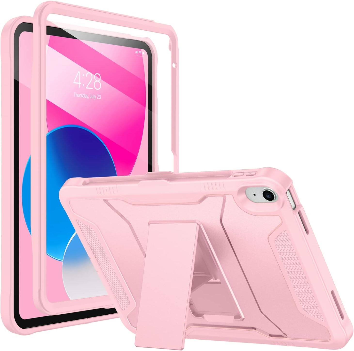 VIKESI - Protective Case for iPad (A16) 11–inch & iPad 10th Gen 10.9 –inch – Shockproof Design with Built-in Screen Guard - Pink