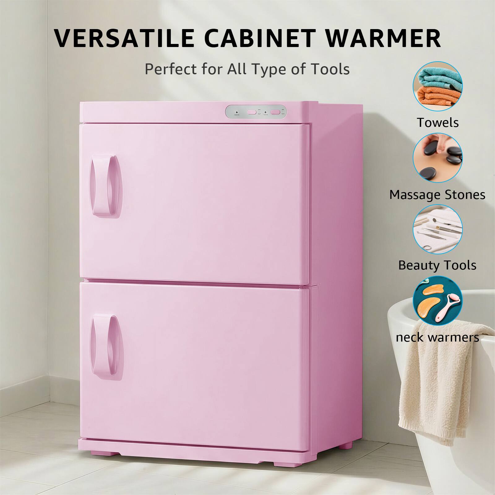 VERSATILE CABINET WARMER  
Perfect for All Type of Tools  
- Towels  
- Massage Stones  
- Beauty Tools  
- Neck Warmers