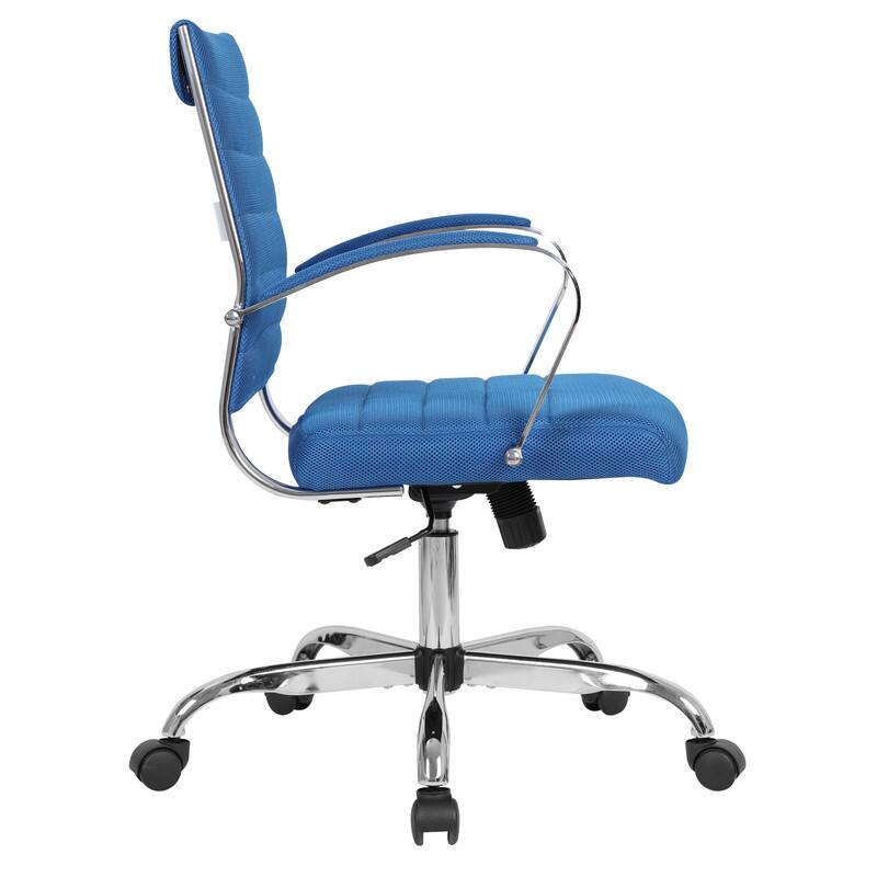 Alt View 4. LeisureMod - Benmar Modern Mesh Office Chair with Adjustable Height, Lumbar Support & 360° Swivel - Navy Blue.