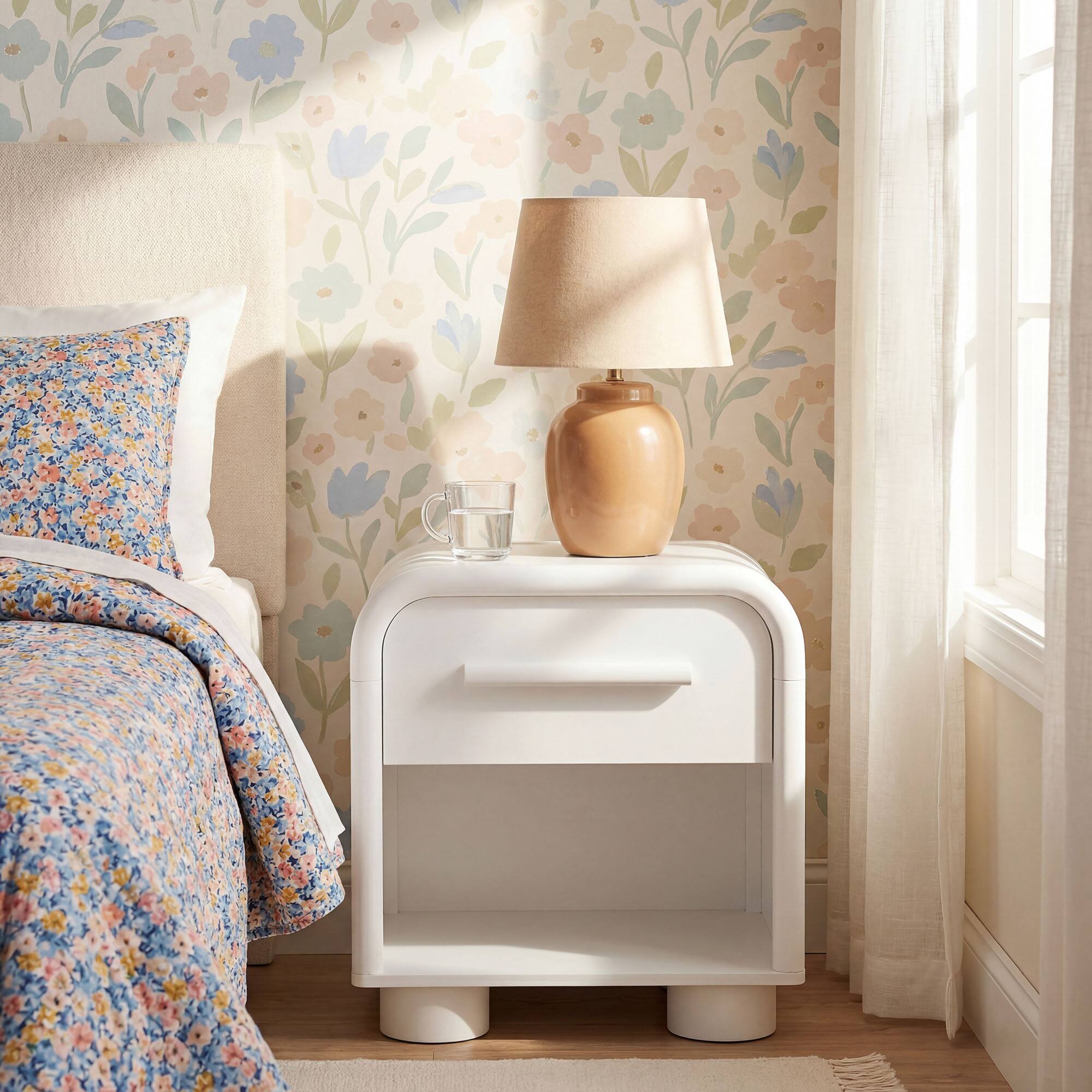 Alt View 1. Modway - Bellamy Curved 1-Drawer Nightstand by Modway - White Matte.