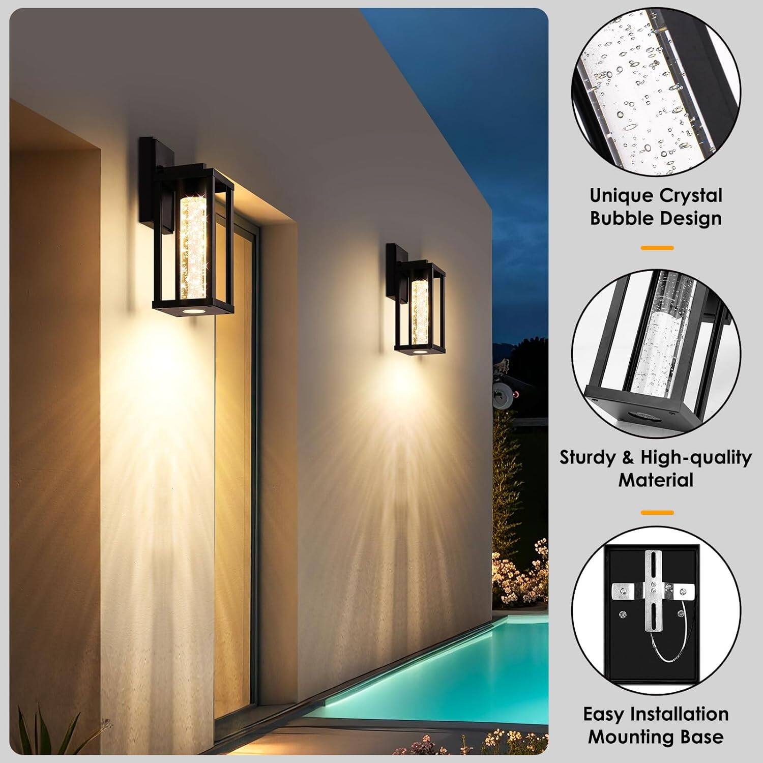 Unique Crystal Bubble Design  
Sturdy & High-quality Material  
Easy Installation Mounting Base