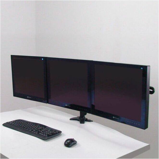 Alt View 2. Amer Networks - Amer Mounts Clamp Based Triple Monitor Mount for three 15"-24" LCD/LED Flat Panel Screens - Supports up to 17.6lb - Black.