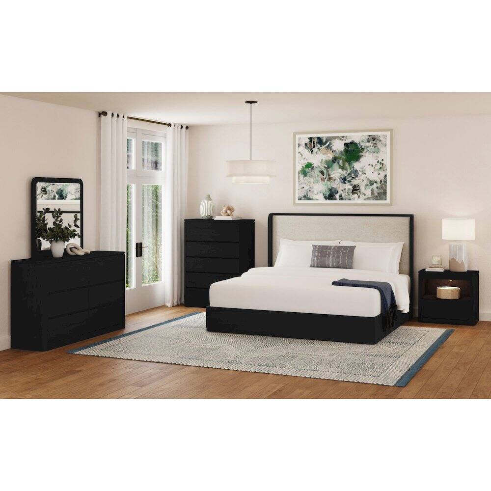 Alt View 3. Picket House Furnishings - Camelot Nightstand with USB and LED in Black - Black.