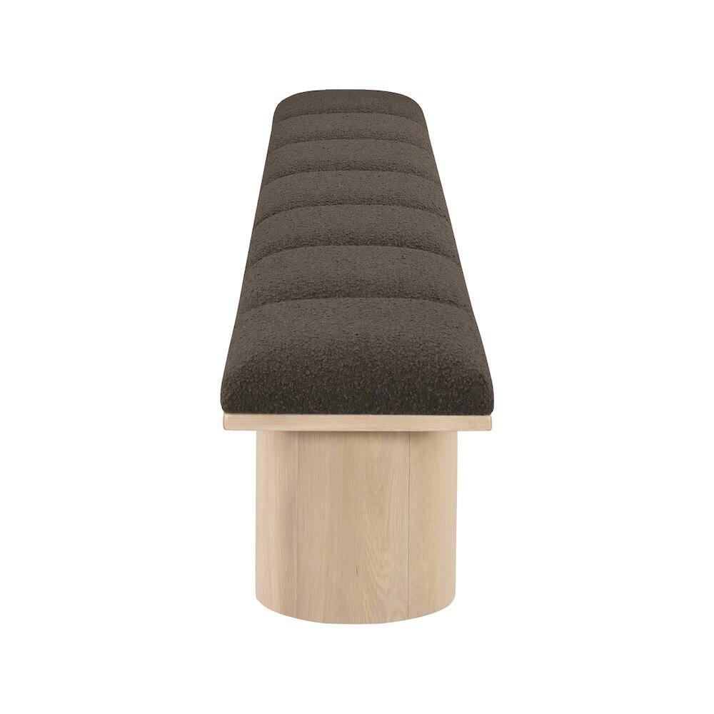 Alt View 2. Meridian Furniture - Pavilion Brown Boucle Fabric Bench - Brown.