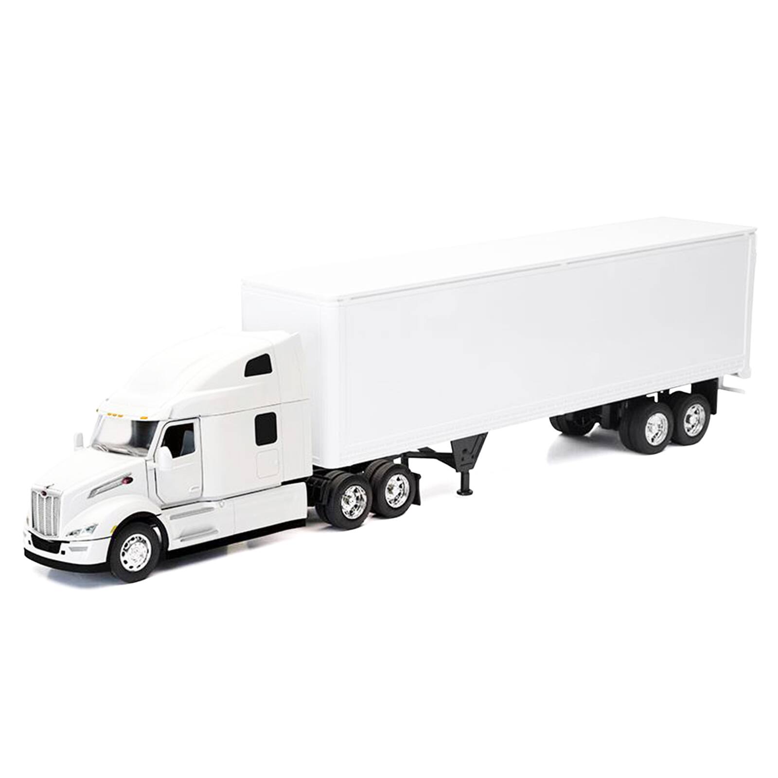 Alt View 1. New Ray - Peterbilt 579 Truck White with Dry Goods Trailer White "Long Haul Truckers" Series 1/32 Diecast Model by New Ray.
