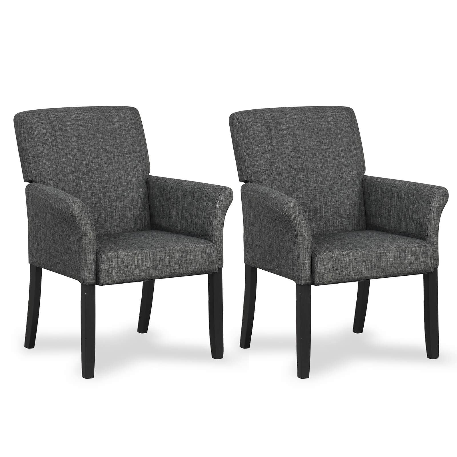 Costway - Set of 2 Arm Chair Guest Chair Home Office w/ Wooden Legs - Gray