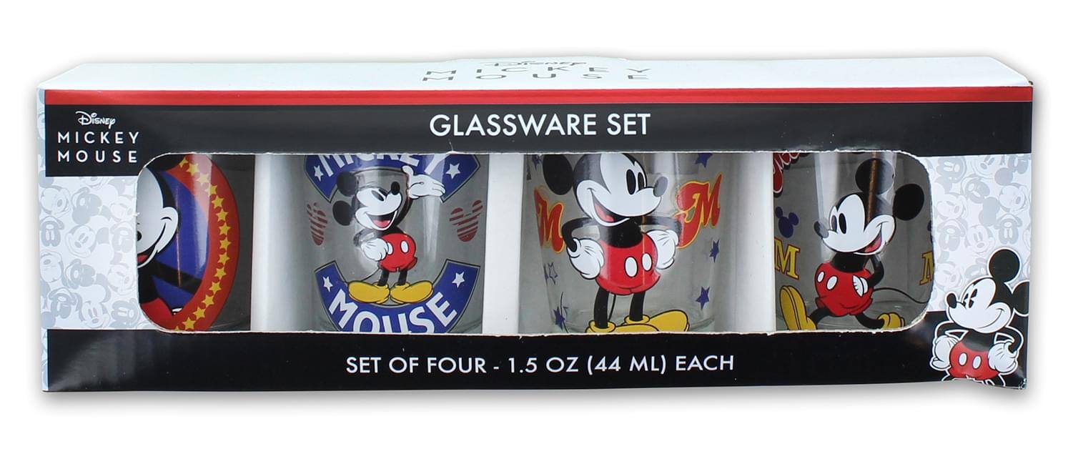 Disney Mickey Mouse Glassware Set  
Set of Four - 1.5 oz (44 ml) Each