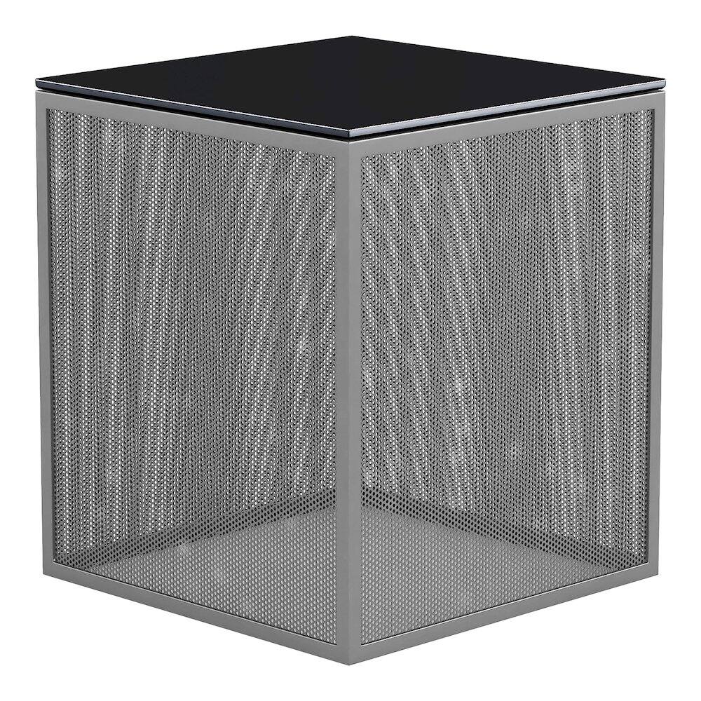 Front. Furniture of America - Kelforia Contemporary Glass Top Side Table - Gray.