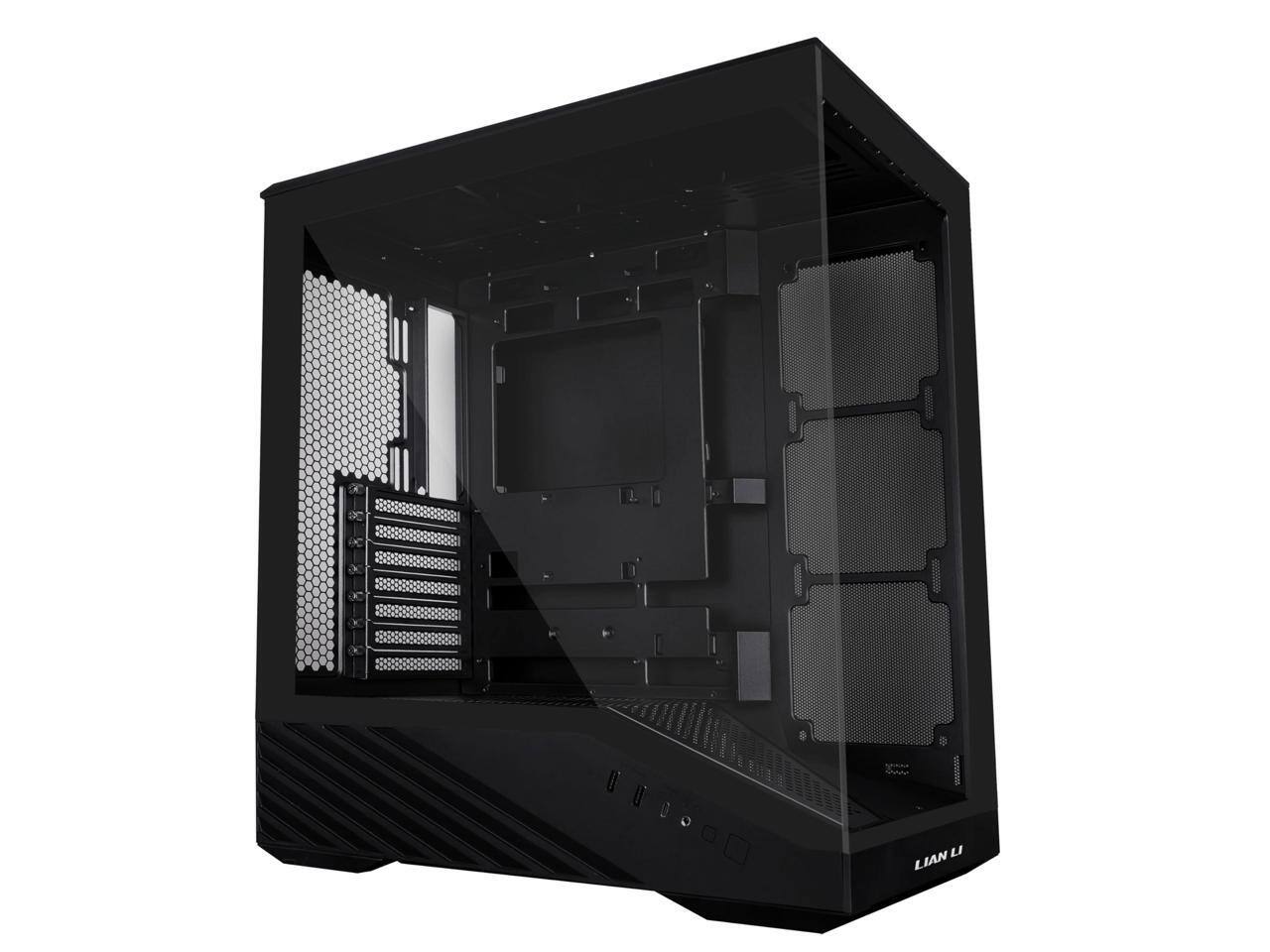 Alt View 7. Lian Li - Lian Li V100X ATX Mid-Tower Case, RGB LED, Tempered Glass, 420mm GPU Support, 360mm Radiator, Dust Filter - Black - Black.