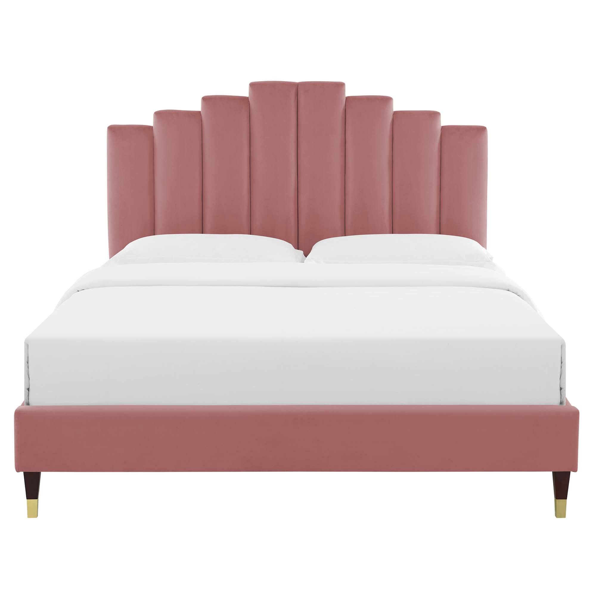 Alt View 9. Modway - Elise Performance Velvet Twin Platform Bed - Red.