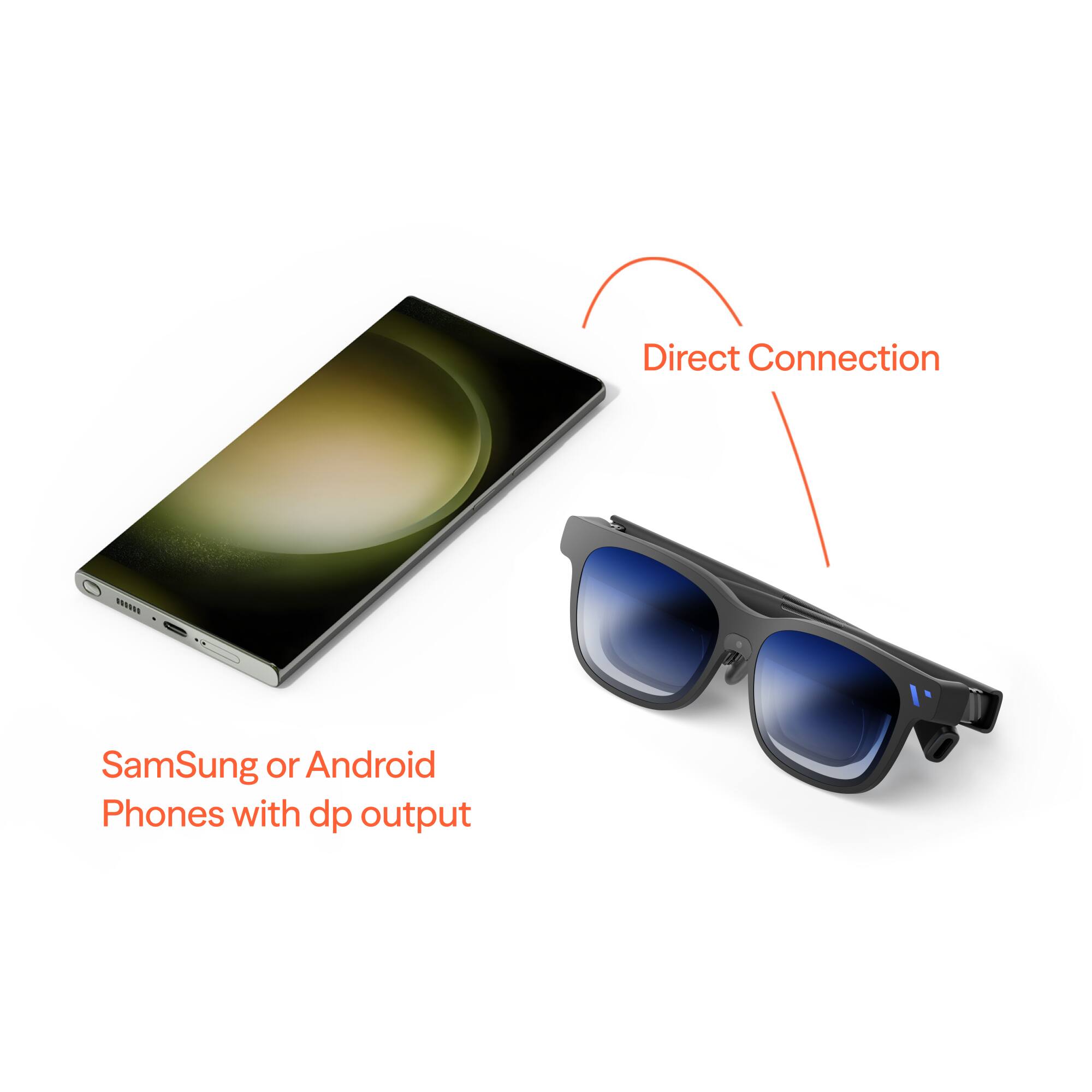 Direct Connection  
Samsung or Android Phones with dp output