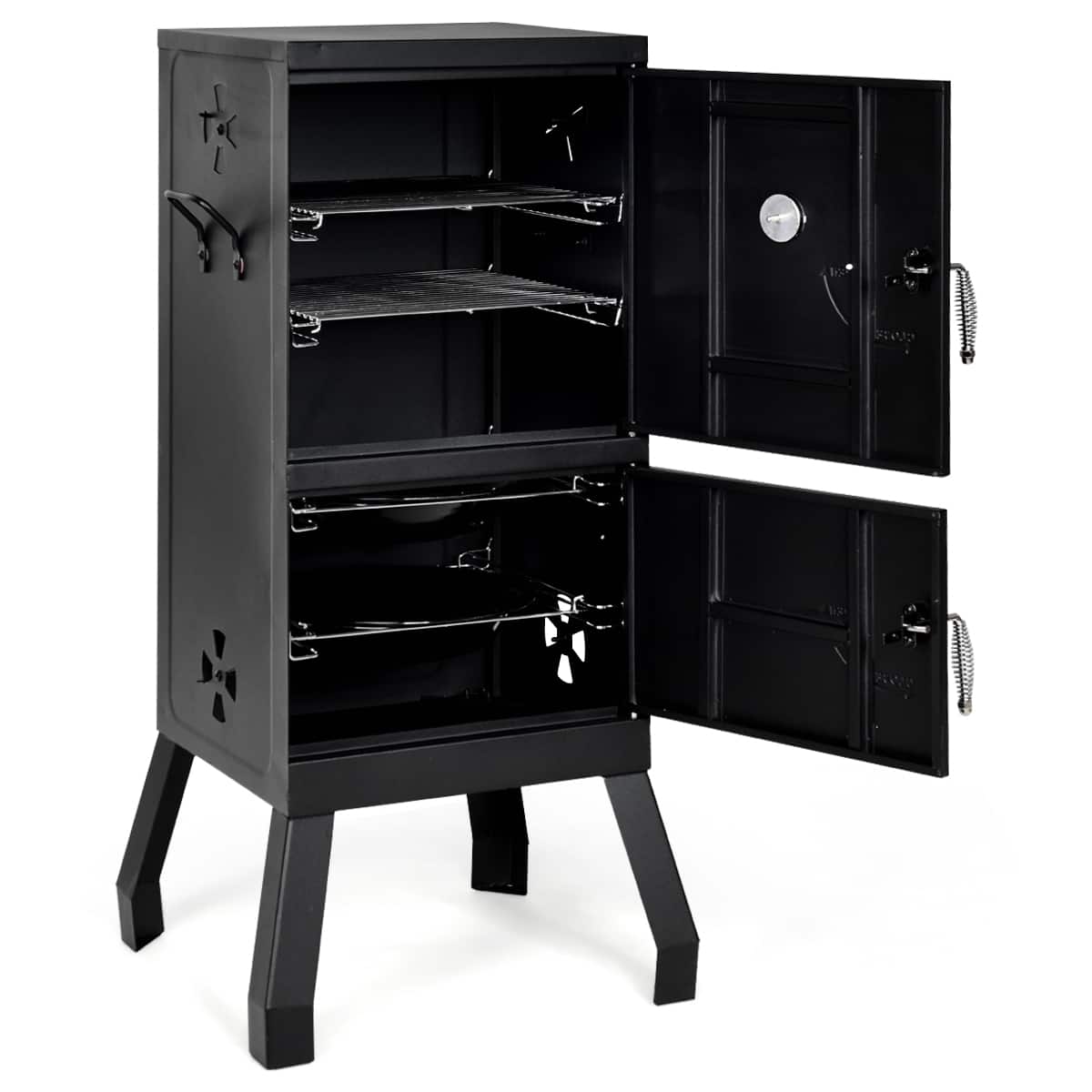 Alt View 20. Costway - Vertical Charcoal Smoker BBQ Barbecue Grill w/ Temperature Gauge Outdoor Black - Black.