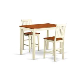 East West Furniture - 3 Pc counter height pub set - Kitchen dinette Table and 2 Kitchen bar stool - Buttermilk & Cherry