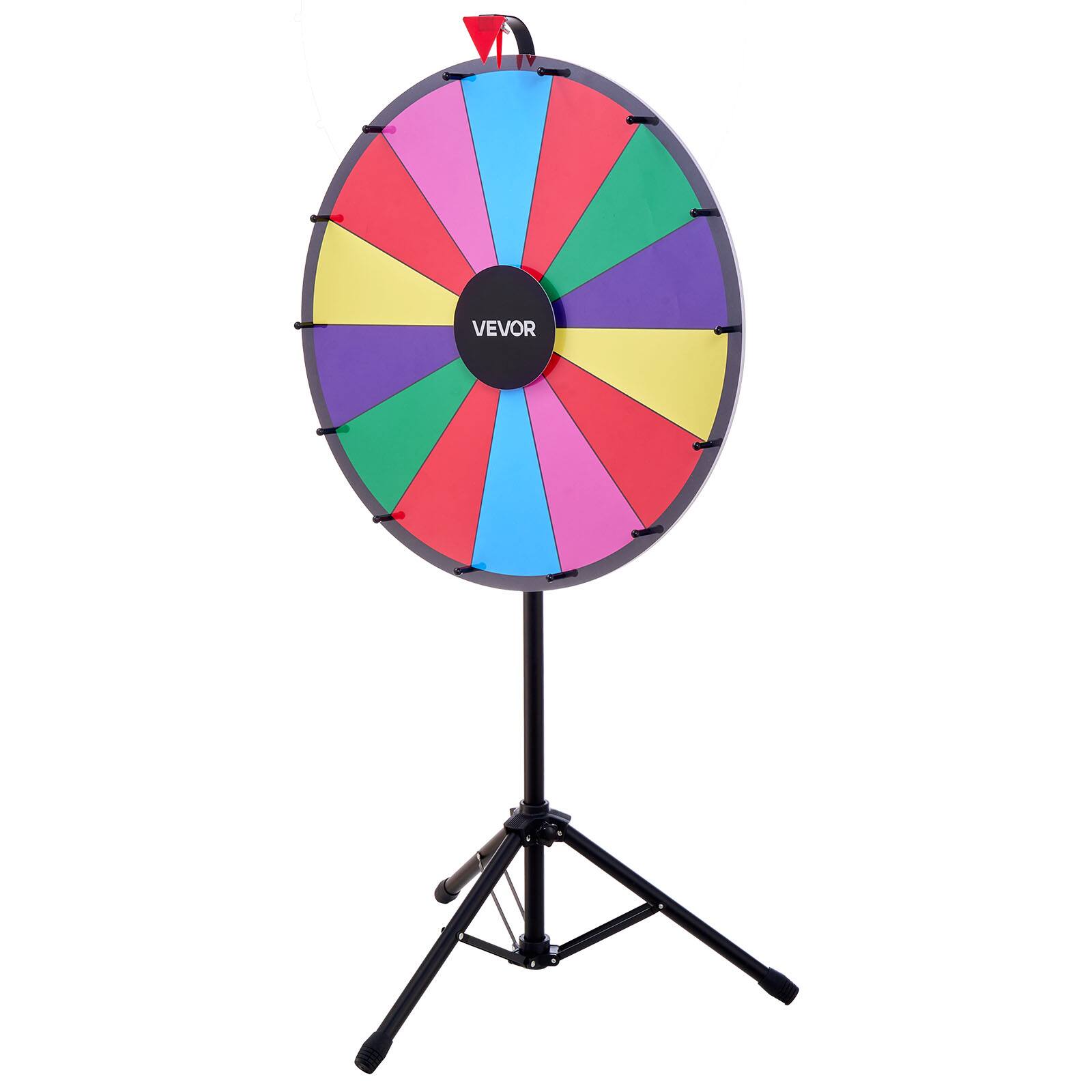 Alt View 5. VEVOR - 24 in Spinning Prize Wheel, 14 Slots Spinning Wheel with Tripod, Adjustable Height Win Fortune Roulette with a Dry Erase - Colorful.