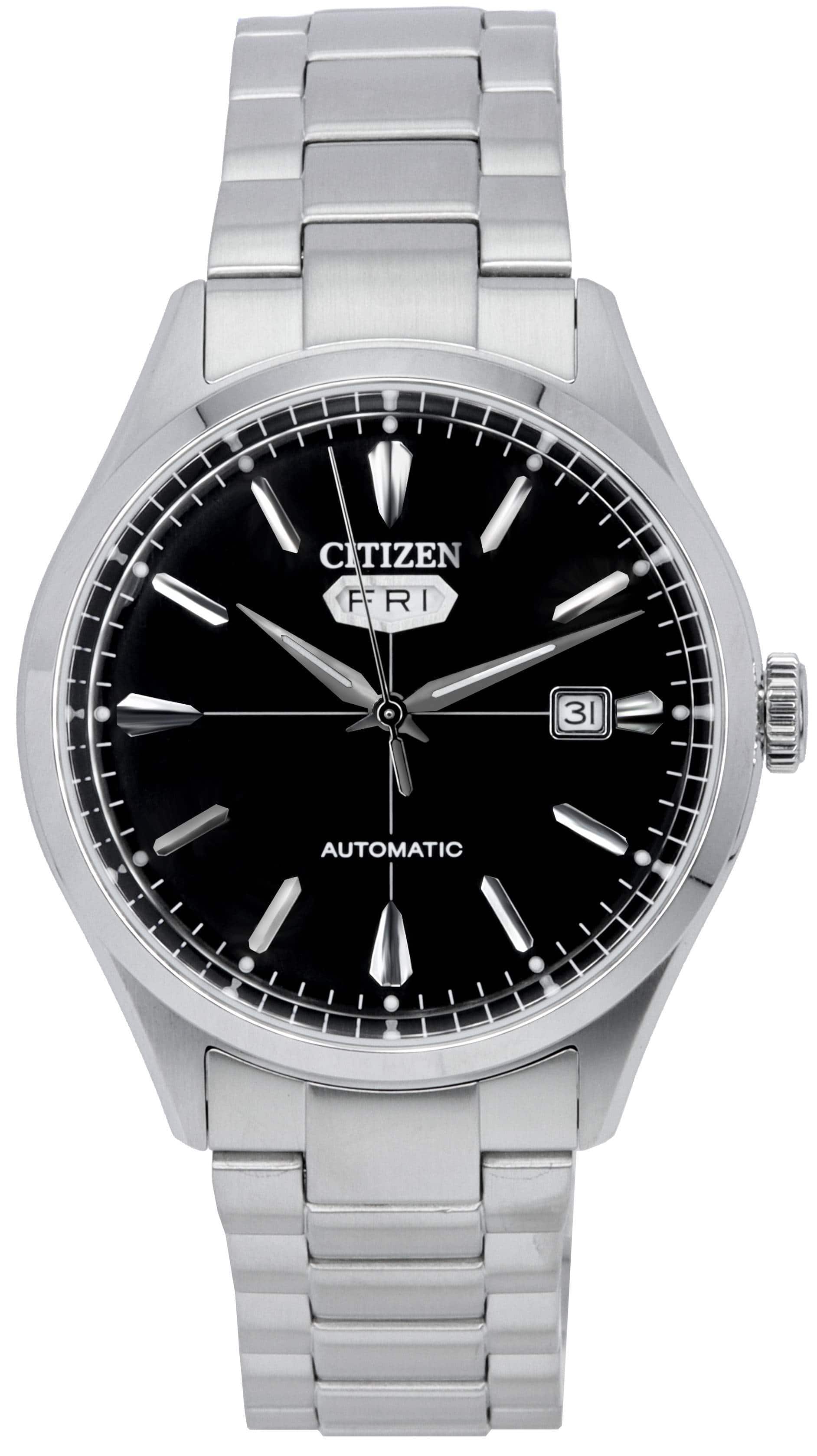 Citizen - C7 Series Stainless Steel Black Dial Automatic NH8391-51E Men's Watch - Silver/Black