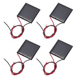 Unique Bargains - 4pcs 1.5V 0.09W 60mA Mini Solar Panels, Polycrystalline Solar Cell with Cable for DIY Toy Charger - Black