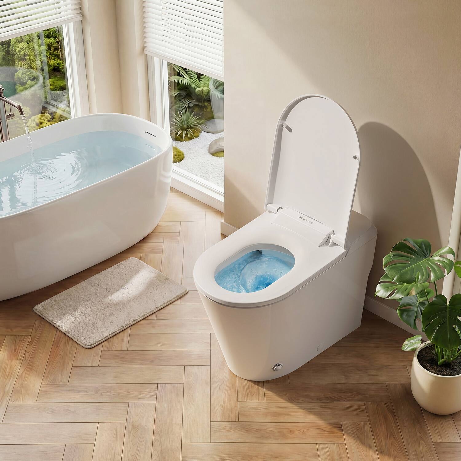 Alt View 10. Koligey - 17.5" ADA Non-Electric Bidet Toilet, MAP 1000g Powerful Flush Smart Toilet with Lady/Rear Wash, Foot-kick Flush - White.