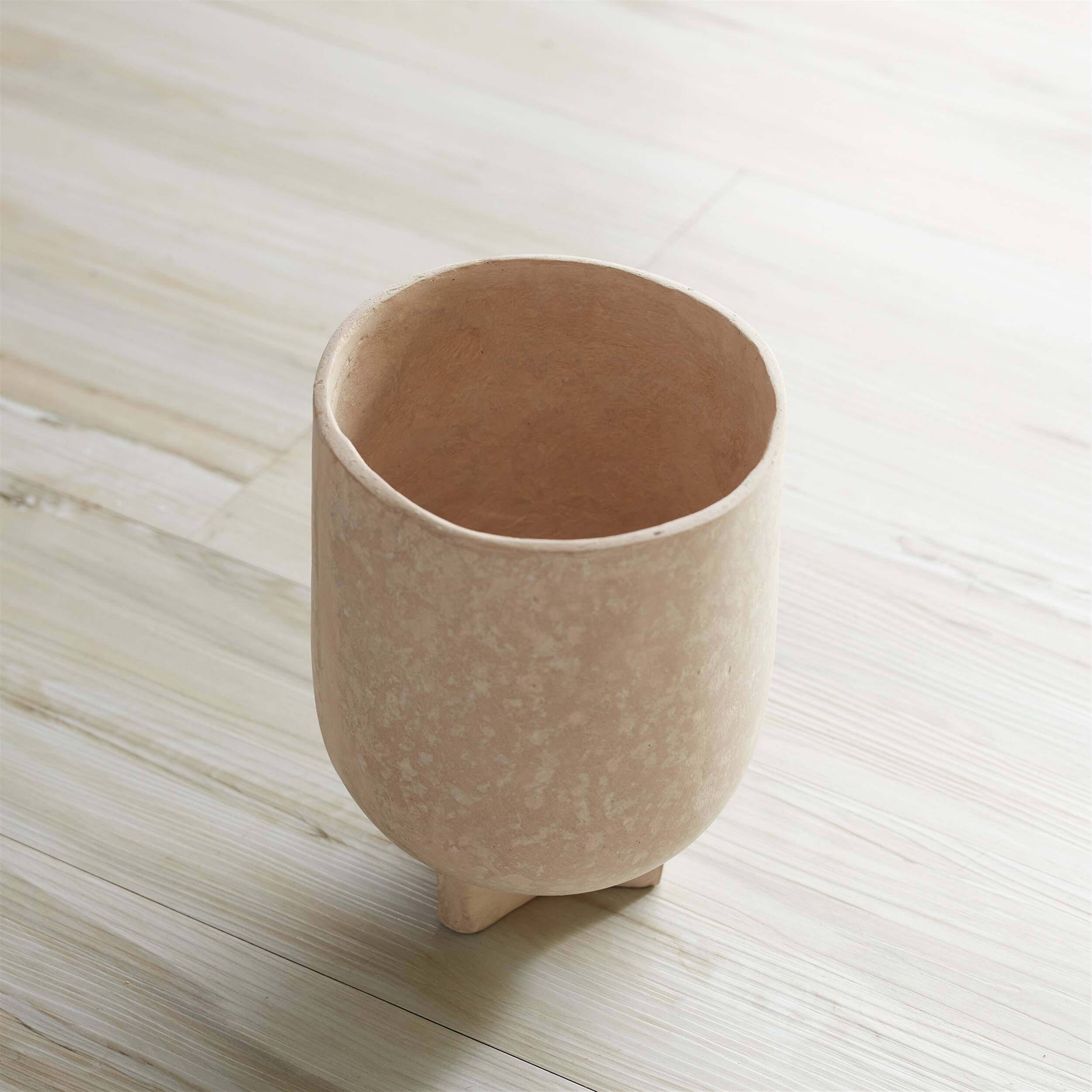 Back. BreeBe - Recycled Paper Chalk Vase 7"H - Beige.
