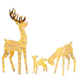 Winado - 3 PCS Portable Lighted Christmas Reindeer Family 5 FT for Indoor / Outdoor Holiday Decoration - White