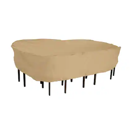 Front. Classic Accessories - Classic Accessories Terrazzo 23 in. H X 82 in. W X 106 in. L Brown Polyester Dining Set Cover.