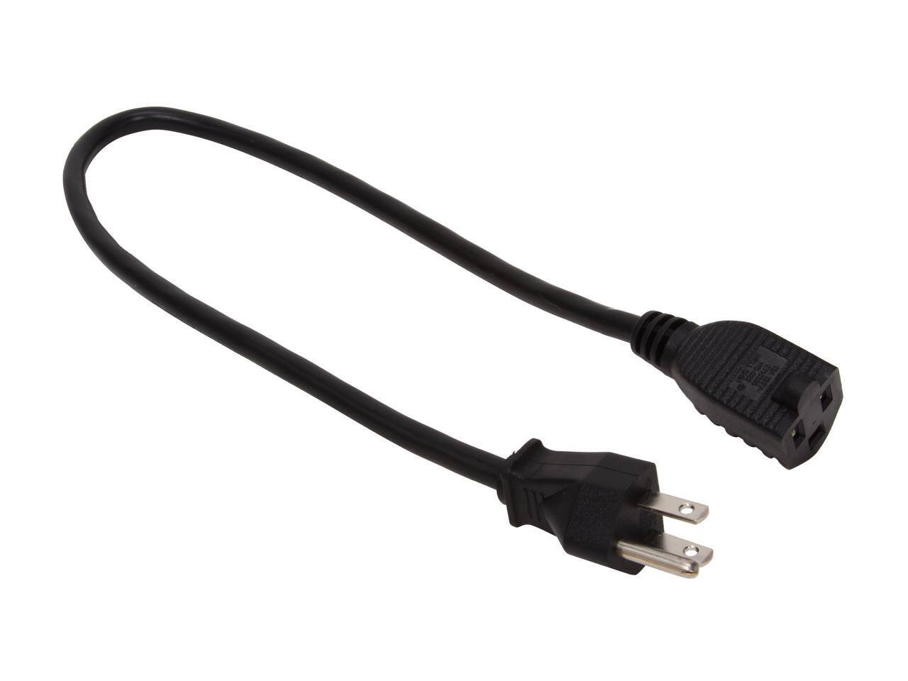 Alt View 1. Cables to Go - C2G 29929 16 AWG Power Extension Cord (NEMA 5-15P to 5-15R), Black, 2 Ft.