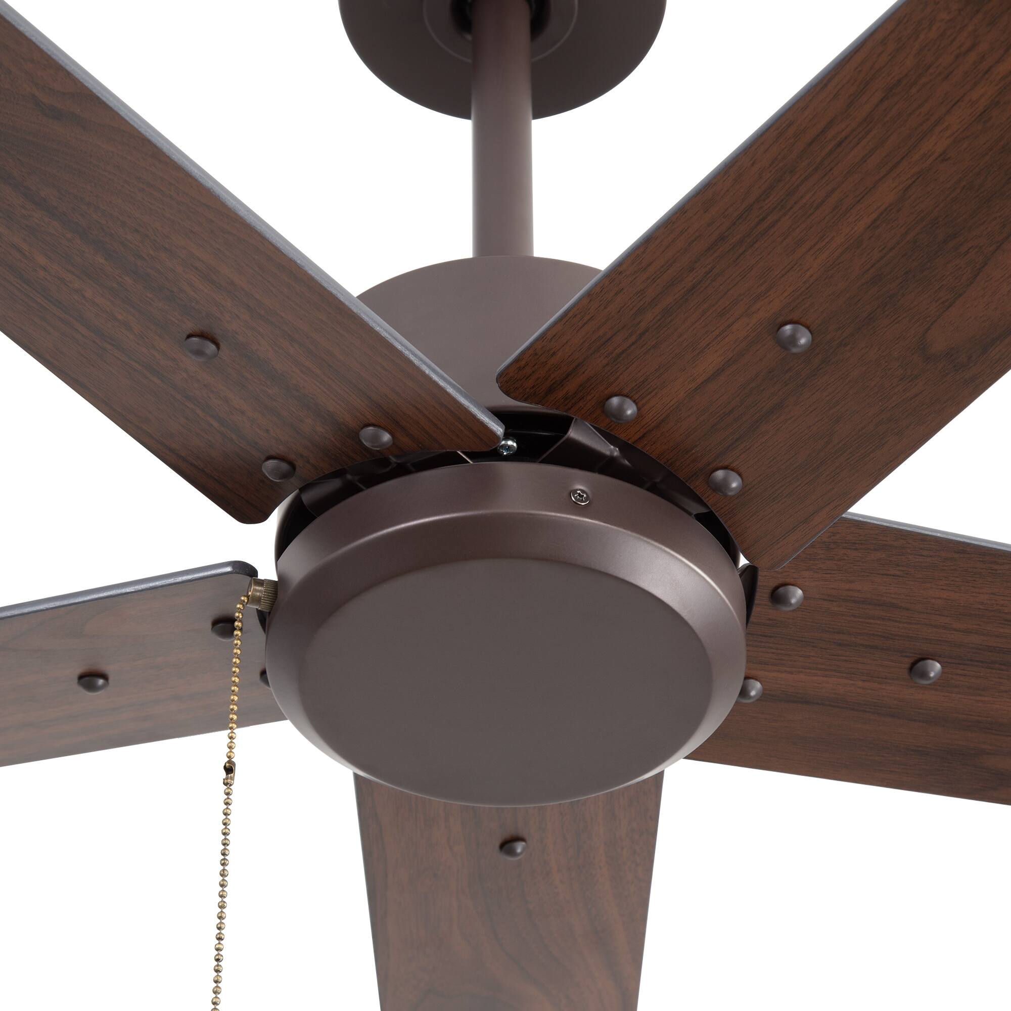 Alt View 8. Breezary - 52-Inch Indoor Ceiling Fan, No-Light, 5 Reversible Plywood Blades, 3-Speed AC Motor, 5/10'' Downrods, Pull Chain Control - Oil-rubbed Bronze.
