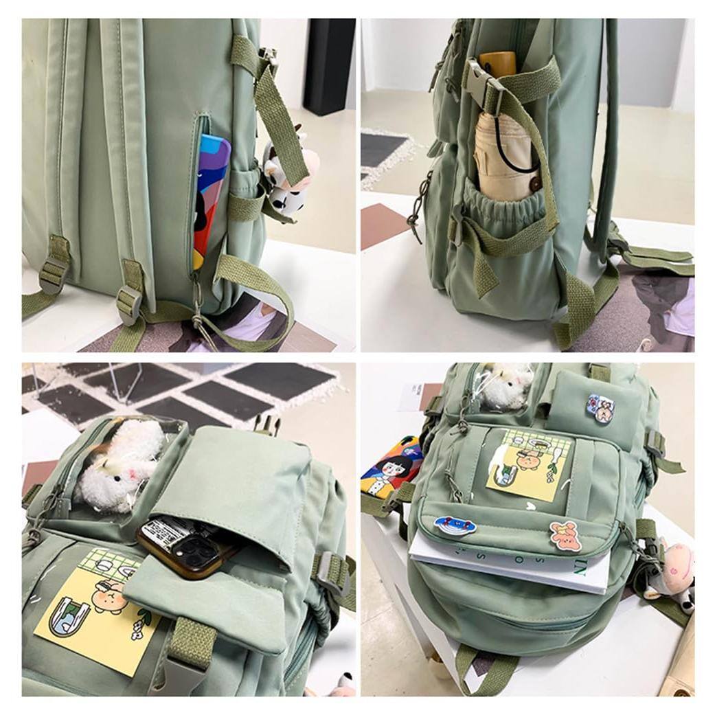 Alt View 2. Stamp n Camp - Backpack Lovely Pastel Rucksack For Teen  Cute Aesthetic Bookbag School With Pin And Accessories (pink) - Black.