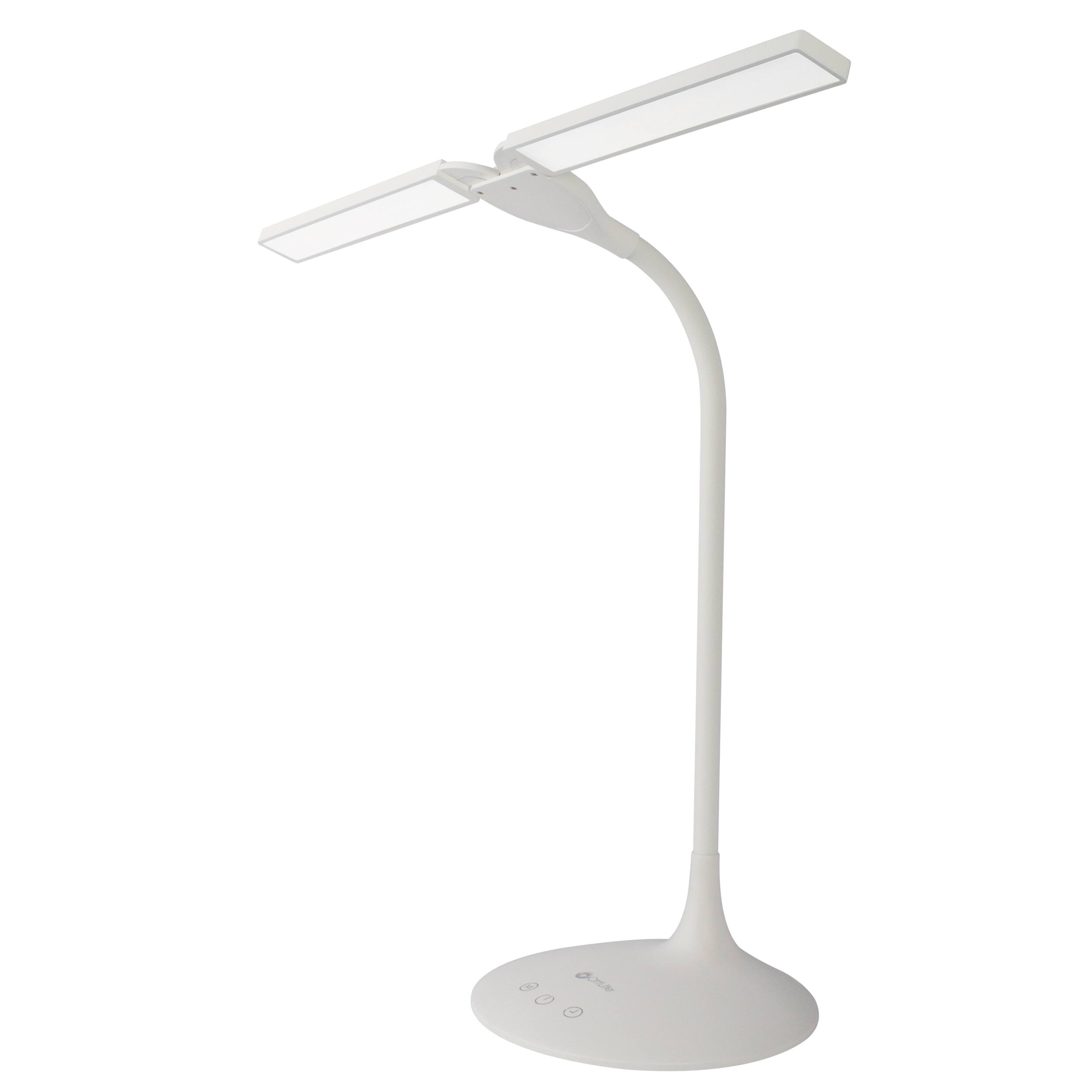 Front. OttLite - Dual Head LED Desk Lamp - White.