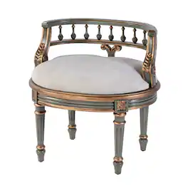 Butler Specialty - Hathaway 22.5 in. W Oval Upholstered and Wood Traditional Vanity Seat - Pastel Green