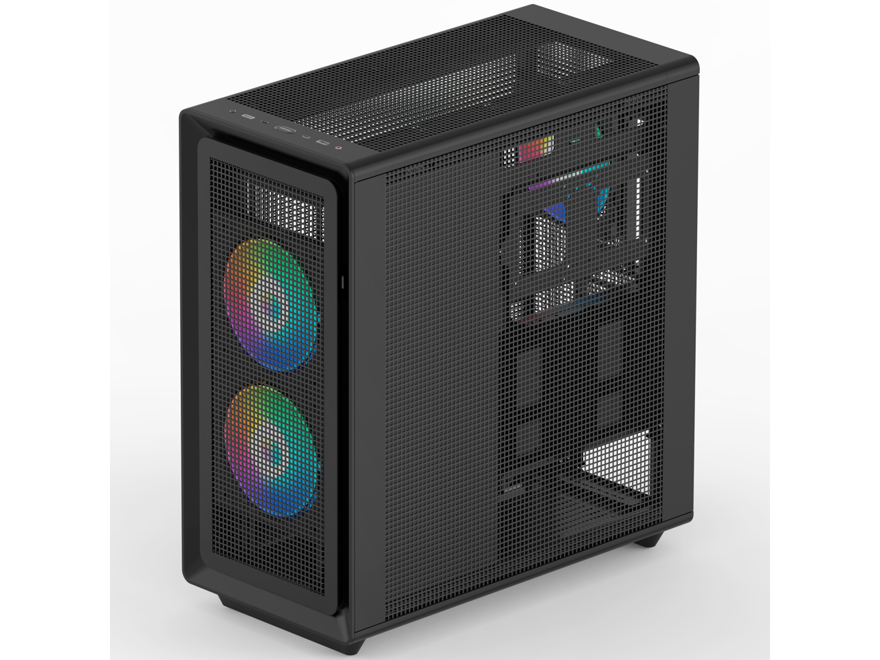 Alt View 2. Rosewill - Rosewill Helium Air Mid Tower E-ATX Gaming Case, Mesh, Tool-less, High-Airflow, USB 3.1, 3x PWM ARGB Fans, Black - Black.