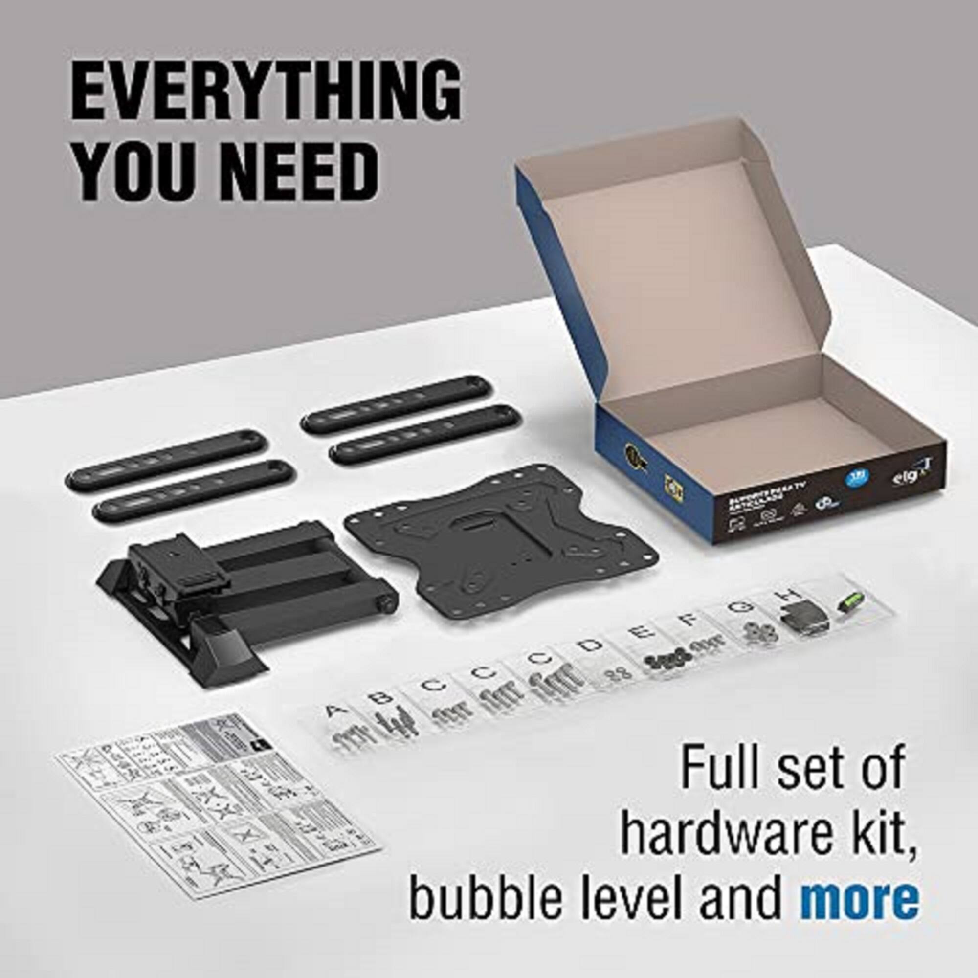 EVERYTHING YOU NEED

Full set of hardware kit, bubble level and more