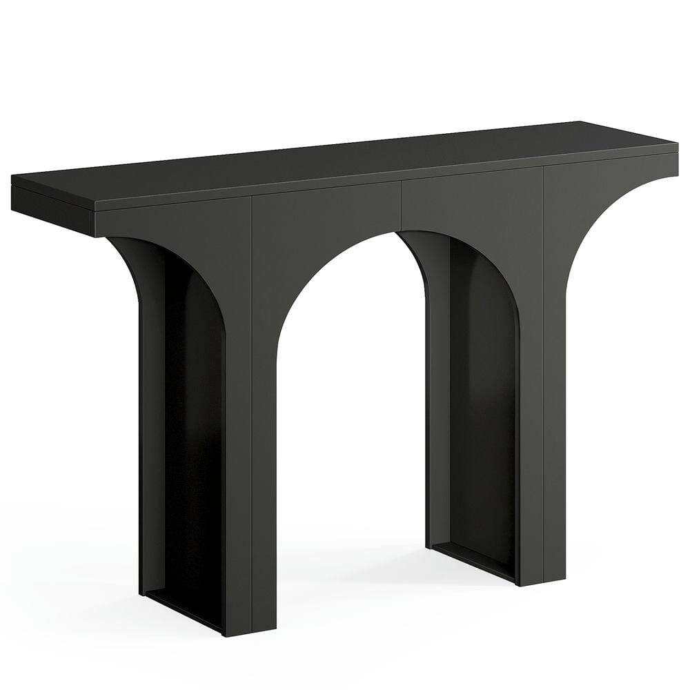 Left. Kadyn - Entryway Table, Console Sofa Table,47" Console Table, Wooden Entryway Table Sofa Table with Arch Base,Black - Black.