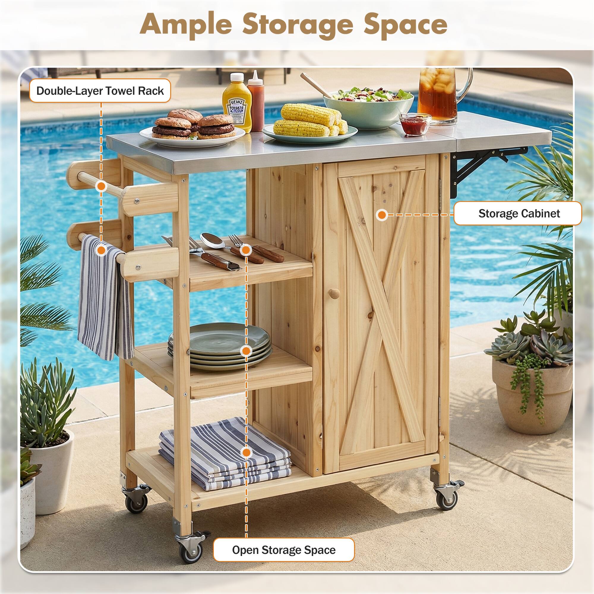 Ample Storage Space

Double-Layer Towel Rack

Storage Cabinet

Open Storage Space