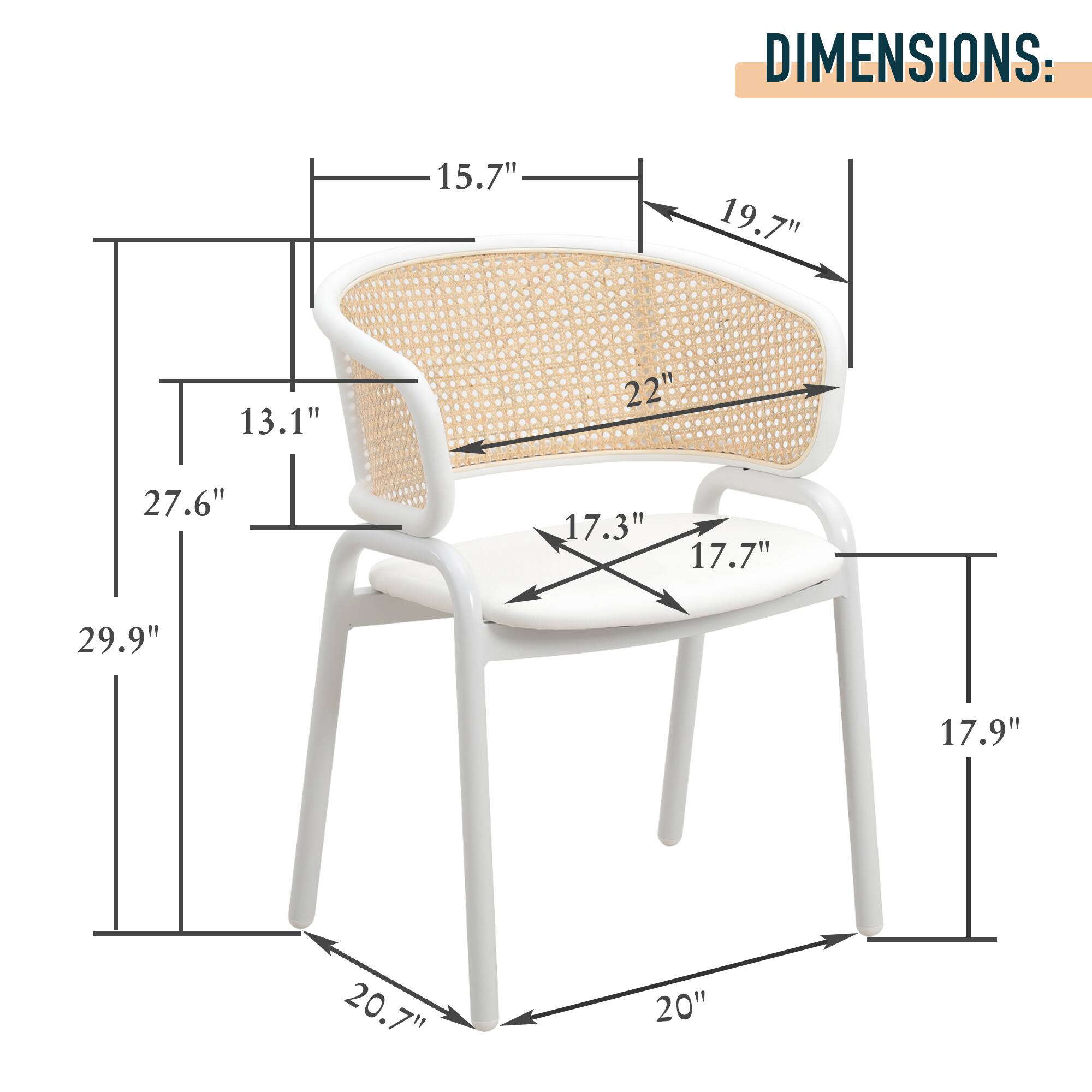 DIMENSIONS: 15.7" 19.7" 13.1" 22" 27.6" 17.3" 17.7" 29.9" 17.9" 20.7" 20"
