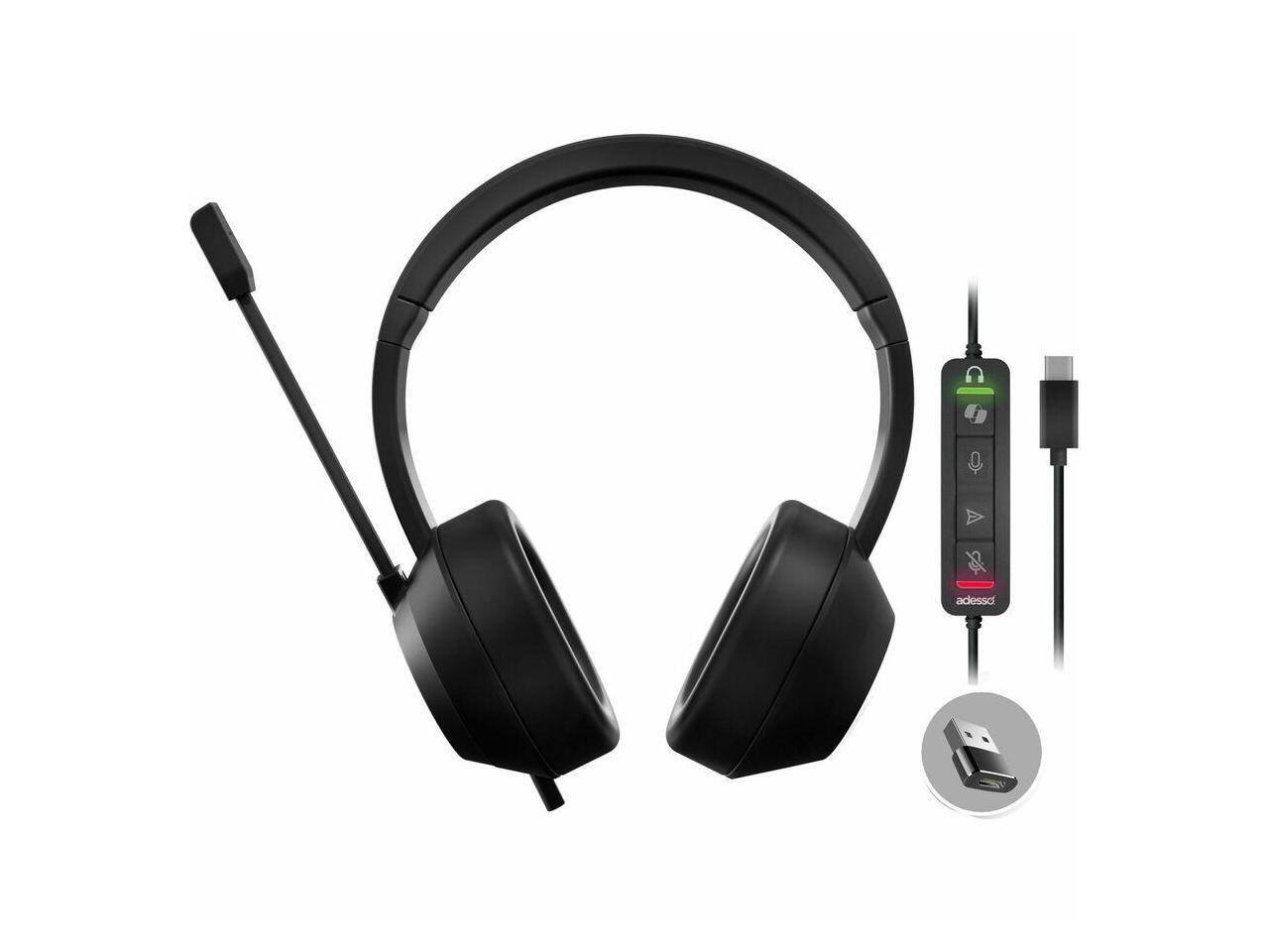 Alt View 7. Adesso - Adesso Xtream P7 Wired Headset - AI Controls, USB A/C, 32 Ohm, 6 ft, Omni Mic - Black.