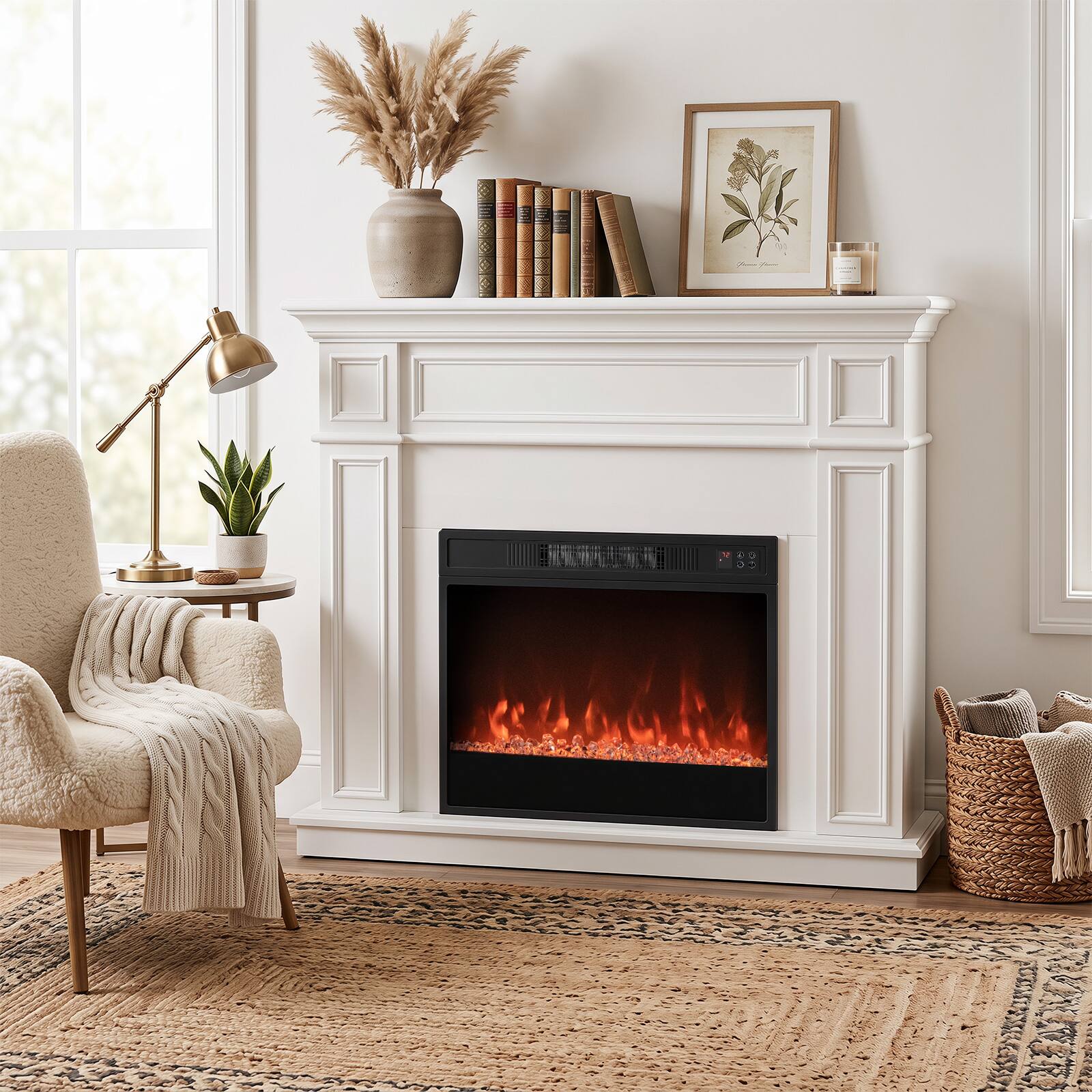 Alt View 3. Costway - Costway 23" Electric Fireplace Insert with Remote Control, Adjustable Flame Color, 5000 BTU - Black.
