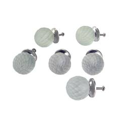 TX USA Corporation - Frosted Glass Faceted Ball Knob Set of 6 - Ivory