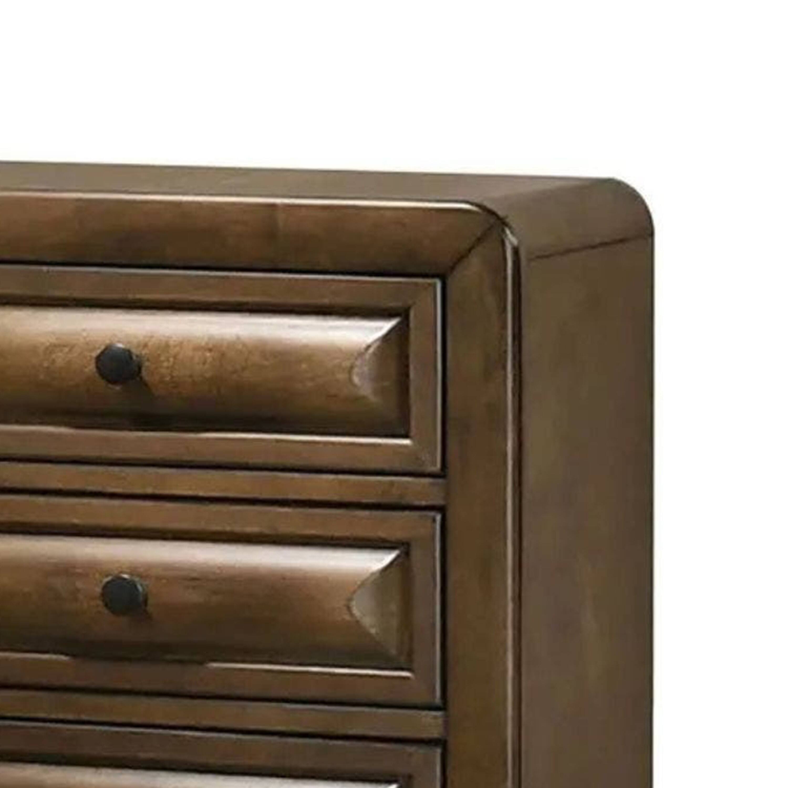 Alt View 2. Manhattan Lane - Cair Nightstand with 3 Beveled Drawers - Brown.